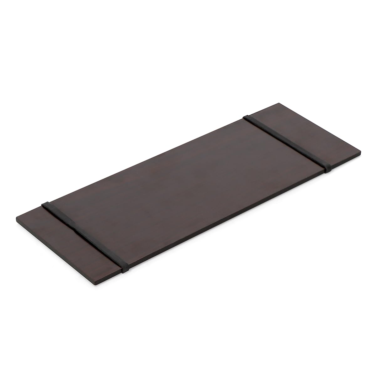 LZMS 4 Pcs 4 1/2" x 12 1/2" Dark Wood Color Clipboards - Menu Holder - Check Presenter with Straps - for Pocket Sized Notepads