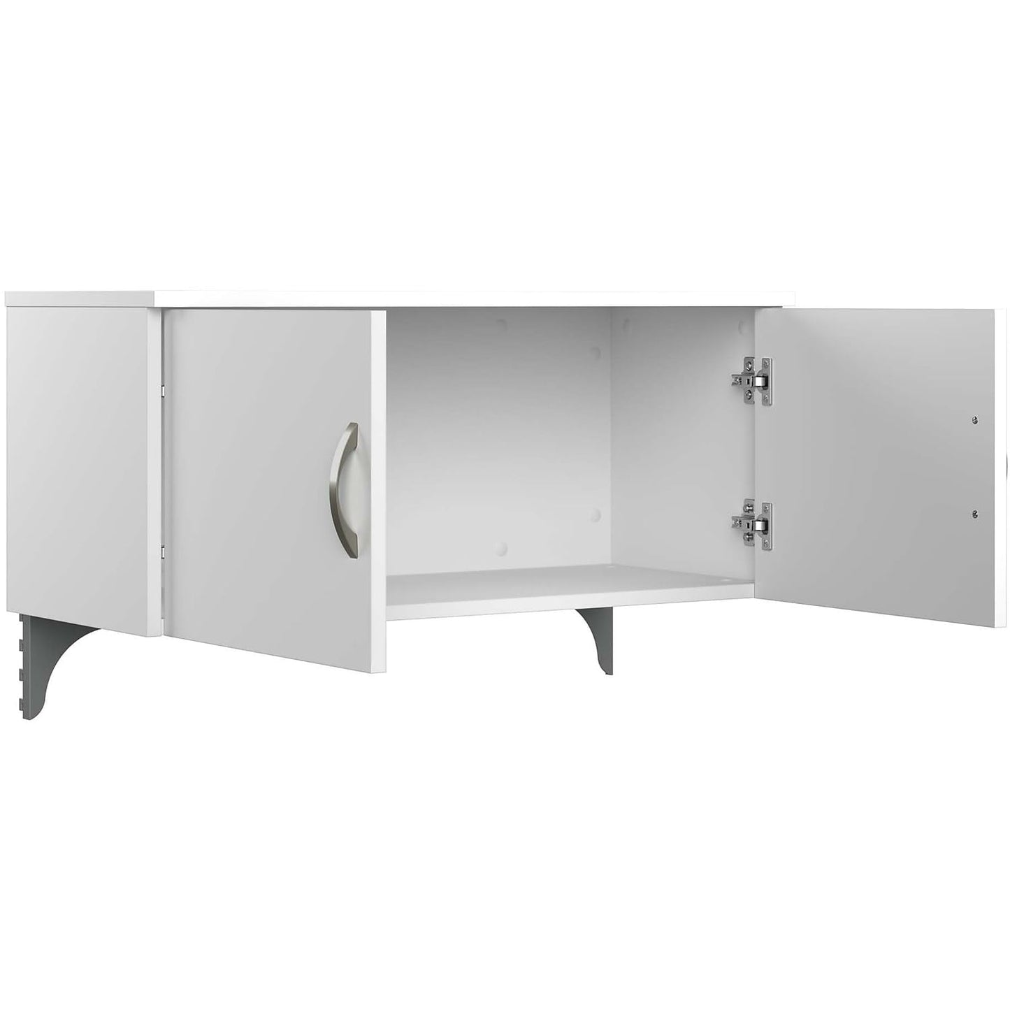 Bush Business Furniture Office in an Hour 65W Straight Cubicle Desk with Storage, Drawers, and Organizers in Pure White | Modern Computer Table Set with Privacy Panels for Commercial Workspace