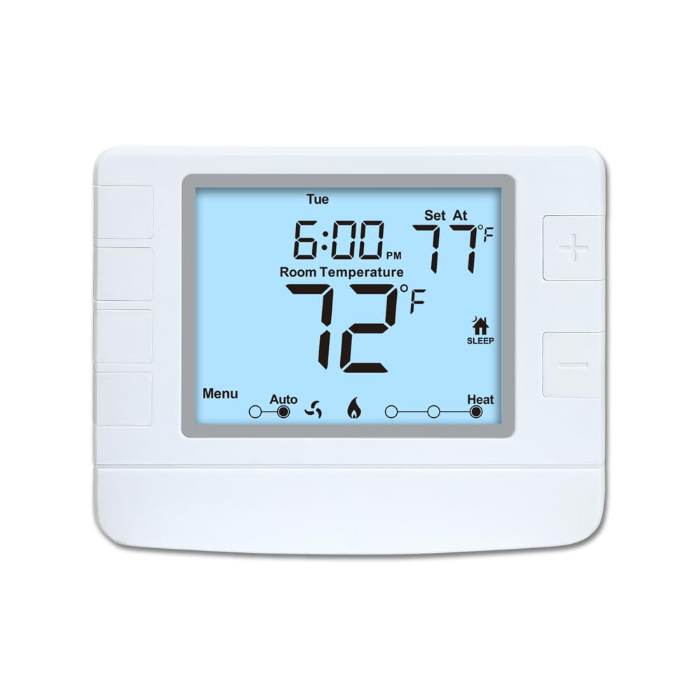 Multi Stage Thermostat for Home Cooling and Heating, 2 Heat/2 Cool, Extra Large Display, White Backlight