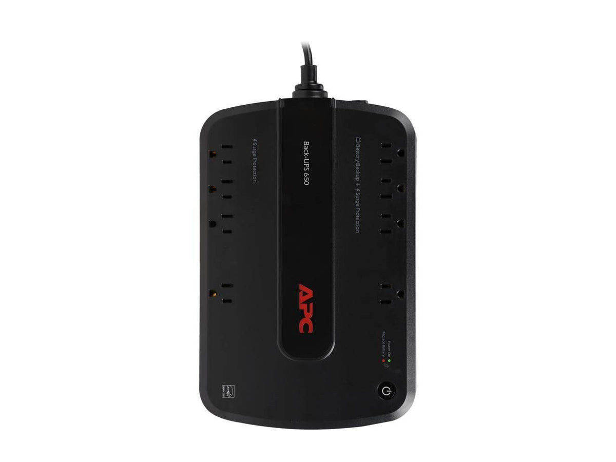 APC Back-UPS 650VA / 390W Battery Backup & Surge Protector, 8 Outlets, RJ45 Ethernet Protection, BE650G1 Uninterruptible Power Supply for Computers, Wireless Routers, and Home Office Electronics