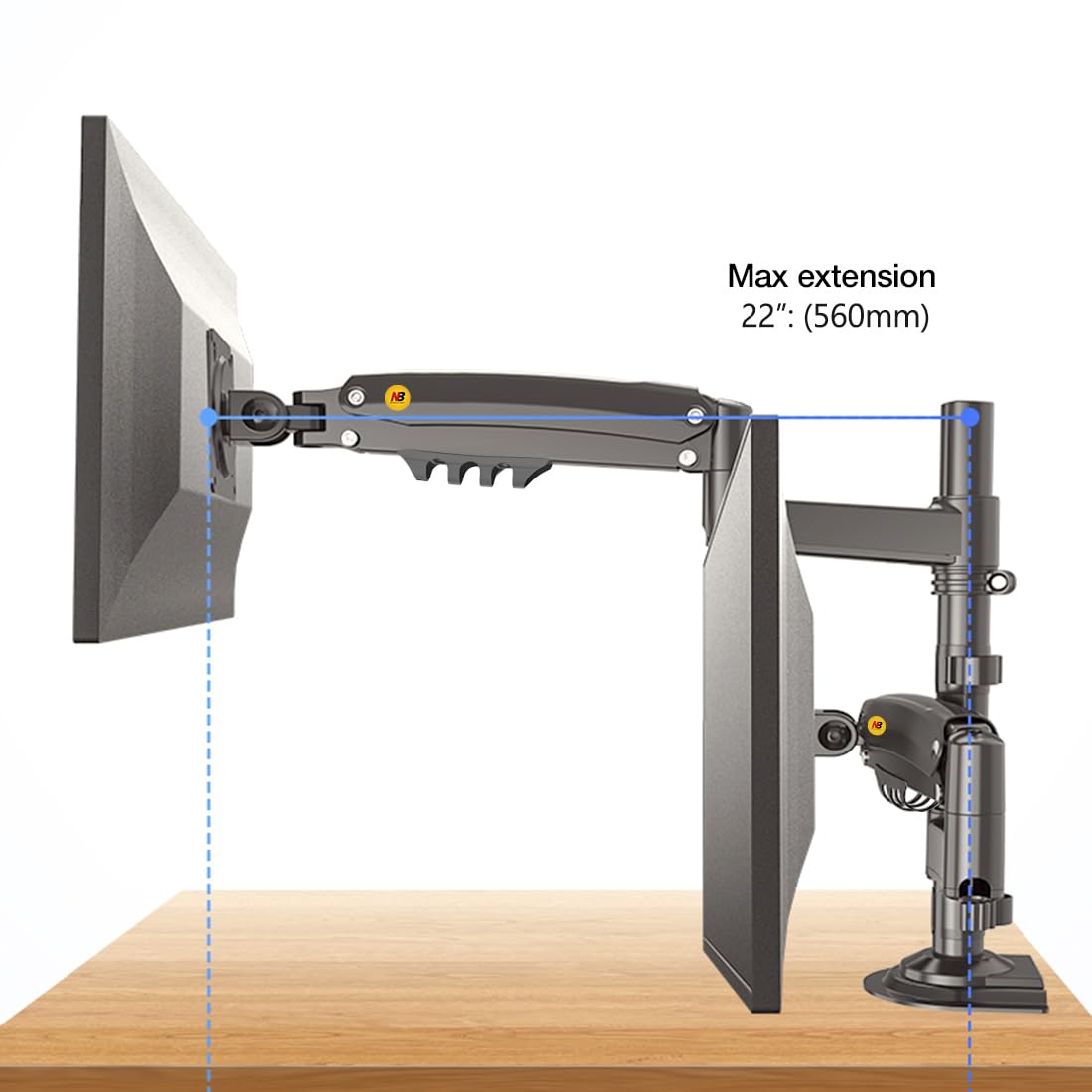 NB North Bayou Dual Monitor Desk Mount Stand Full Motion Swivel Computer Monitor Arm Fits 2 Screens up to 27'' with Load Capacity 4.4~19.8lbs for Each Monitor H180-G