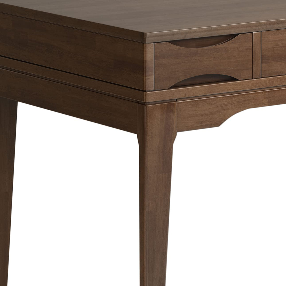 SIMPLIHOME Harper Desk and Bookcase Bundle - 48 inch Wide Solid Wood Mid Century Modern Desk with Drawers and 24 inch Wide 4-Shelf Bookcase in Walnut Brown, Home Office Furniture (Set of 2)