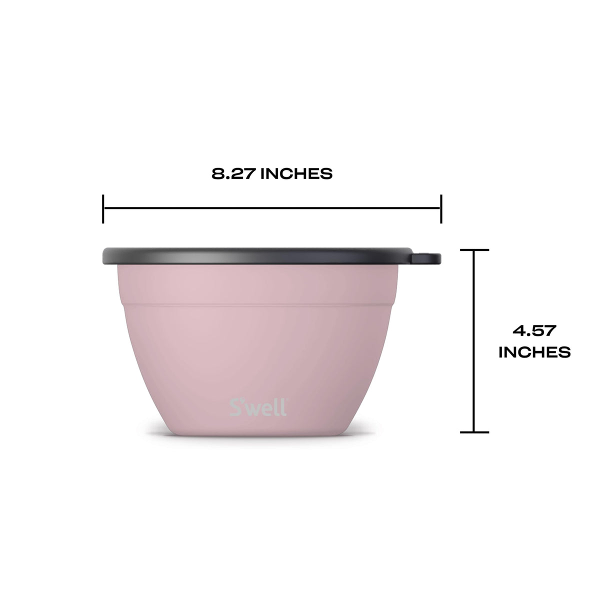 S’well Stainless Steel 64oz Salad Bowl Kit, Pink Topaz Color, Comes with 2oz Mini Canister and Removable Tray for Organization, Leakproof and Dishwasher Safe