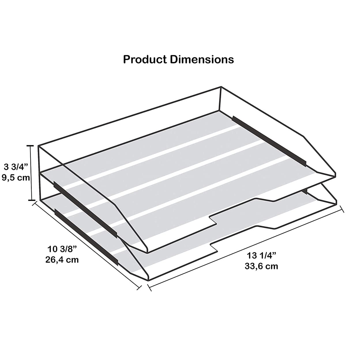 Acrimet 2 Tier Paper Organizer Letter Tray – Plastic Stackable Desk File Organizer, Side Load Paper Sorter for Letter/A4 Office File Folder Holder – White