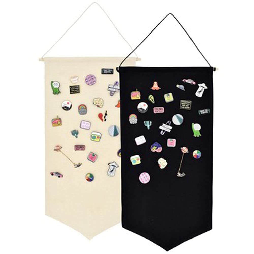 2pcs Cotton Canvas Wall-Mounted Brooch,Wall Hanging Jewelry Display Storage Set for Pin and Brooch Collections(A)