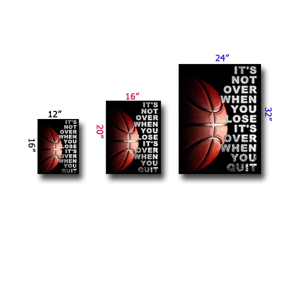 Basketball Inspirational Wall Art Entrepreneur Quotes Its Not Over When You Lose Canvas Posters -Motivational Sport Canvas Print Frame Picture Painting for Office Kids Boys Bedroom-32"x24"