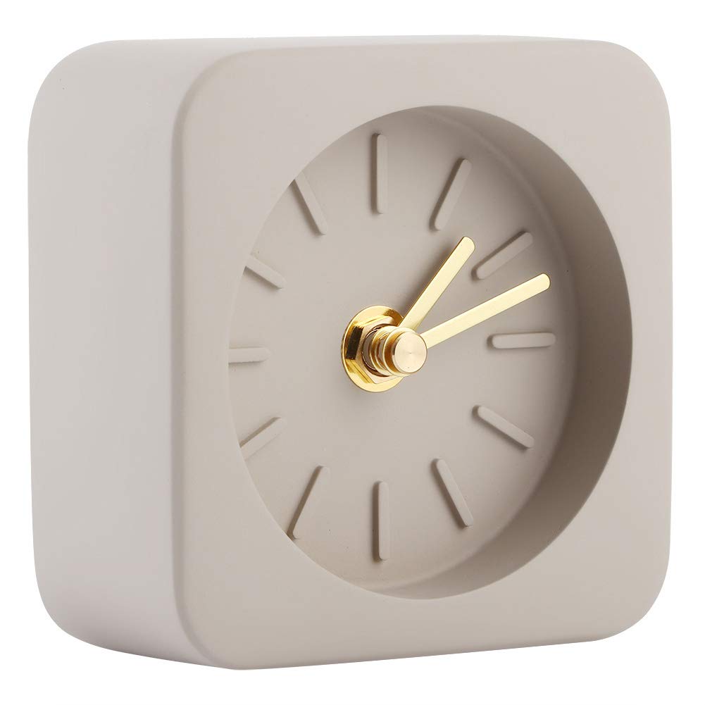 Qcwwy Simple Square Cement Desk Clock for Office Home Living Room Decor - and Unpretentious - Ideal for Nordic and Minimalist (Sandstone Brown), Qcwwyi1szgq4cbf-12