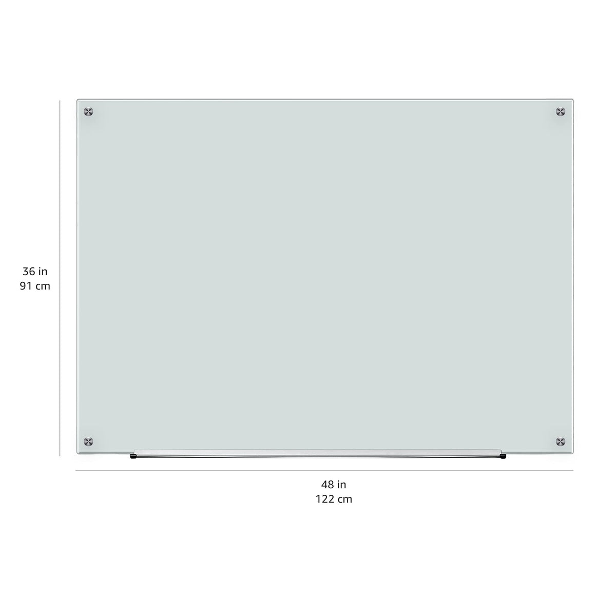 Amazon Basics Glass Dry-Erase Board, Magnetic Frameless Whiteboard, Easy to Install, with Eraser, 48" x 36"