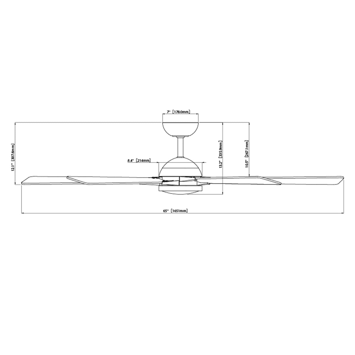 Rotary Indoor and Outdoor 5-Blade 65in Smart Home Ceiling Fan in Matte Black Soft Brass with 2700-3000-4000-5000K Selectable LED Light Kit and Remote Control works with iOS or Android WAC App