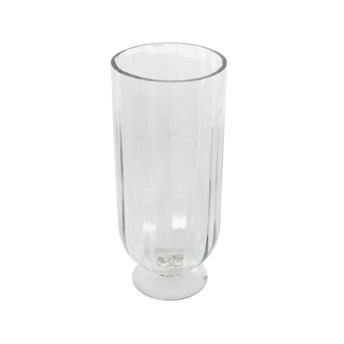 Deco 79 Glass Ribbed Fluted Candle Holder with Elevated Base, 6" x 6" x 14", Clear