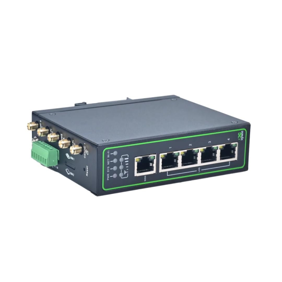 InHand Networks IR315, Industrial IoT 4G LTE VPN Router, 300Mbps Cellular + Wi-Fi, Dual SIM Slots,5 Ethernet Port, Din-Rail Mounted, Support AT&T, T-Mobile & Verizon (LTE CAT 6 & Serial Port & GNSS)