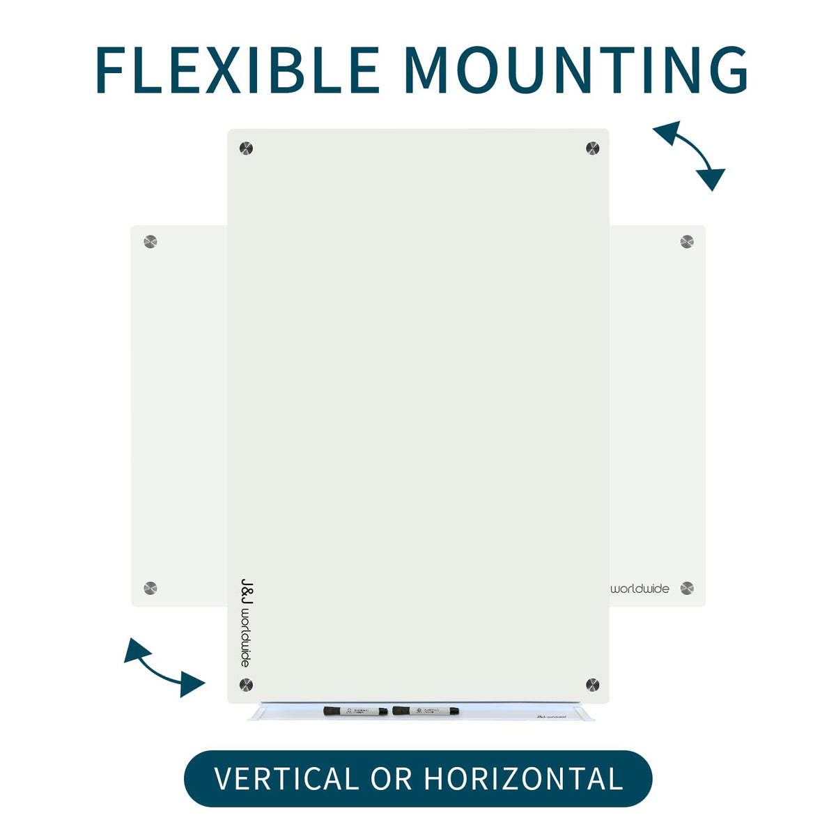 Magnetic Whiteboard, Glass Dry Erase Board 4' x 3' White Surface, White Board Frameless, Home School Supplies or Home Office Decor with Magnets, Markers, Eraser, Marker Tray