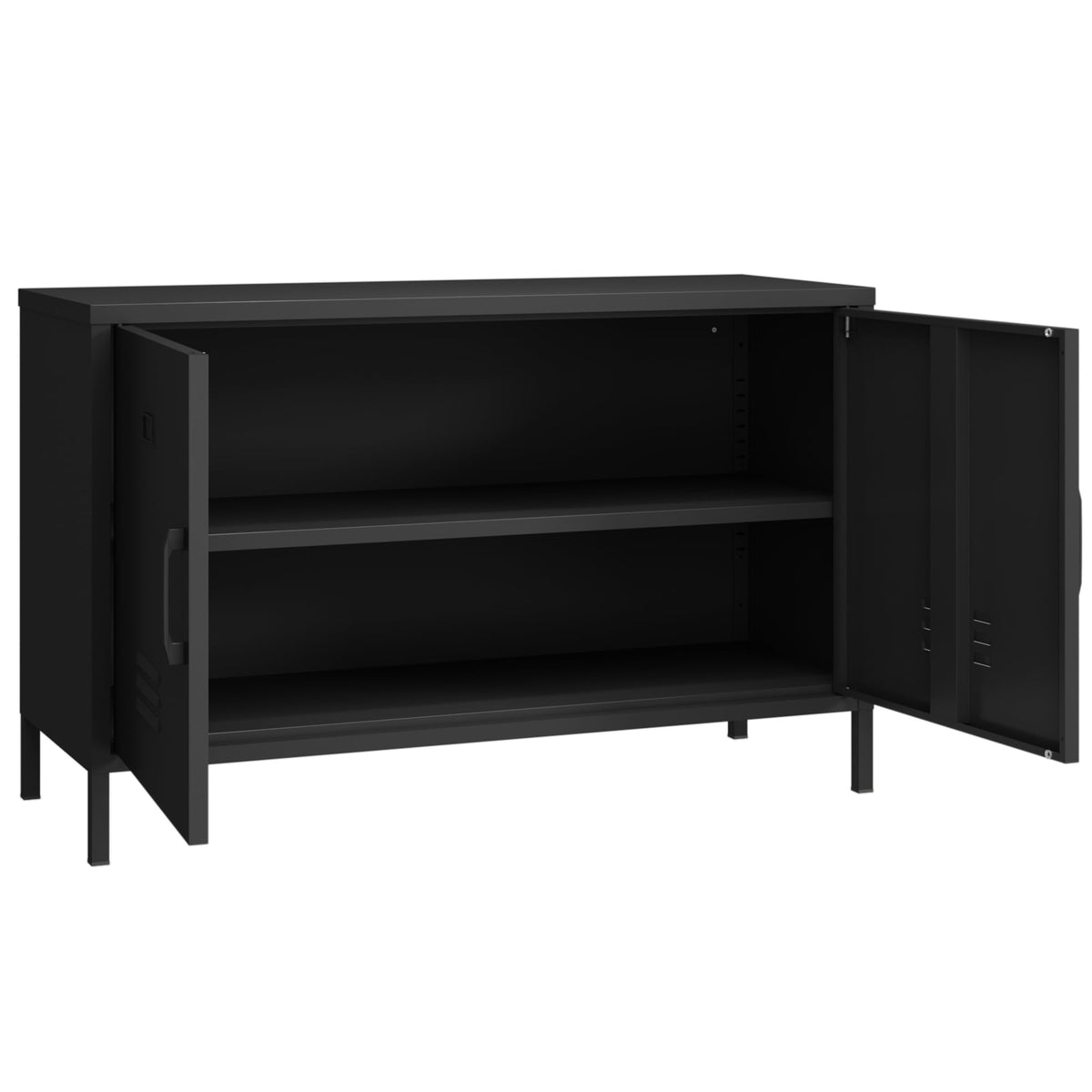 Elitehouse 2 Door Steel Accent Cabinet,Black Metal Storage Cabinet with Adjustable Shelf,2-Tier Office Cabinet,Multipurpose Metal Locker Storage Cabinet for Office Home,Music Studio