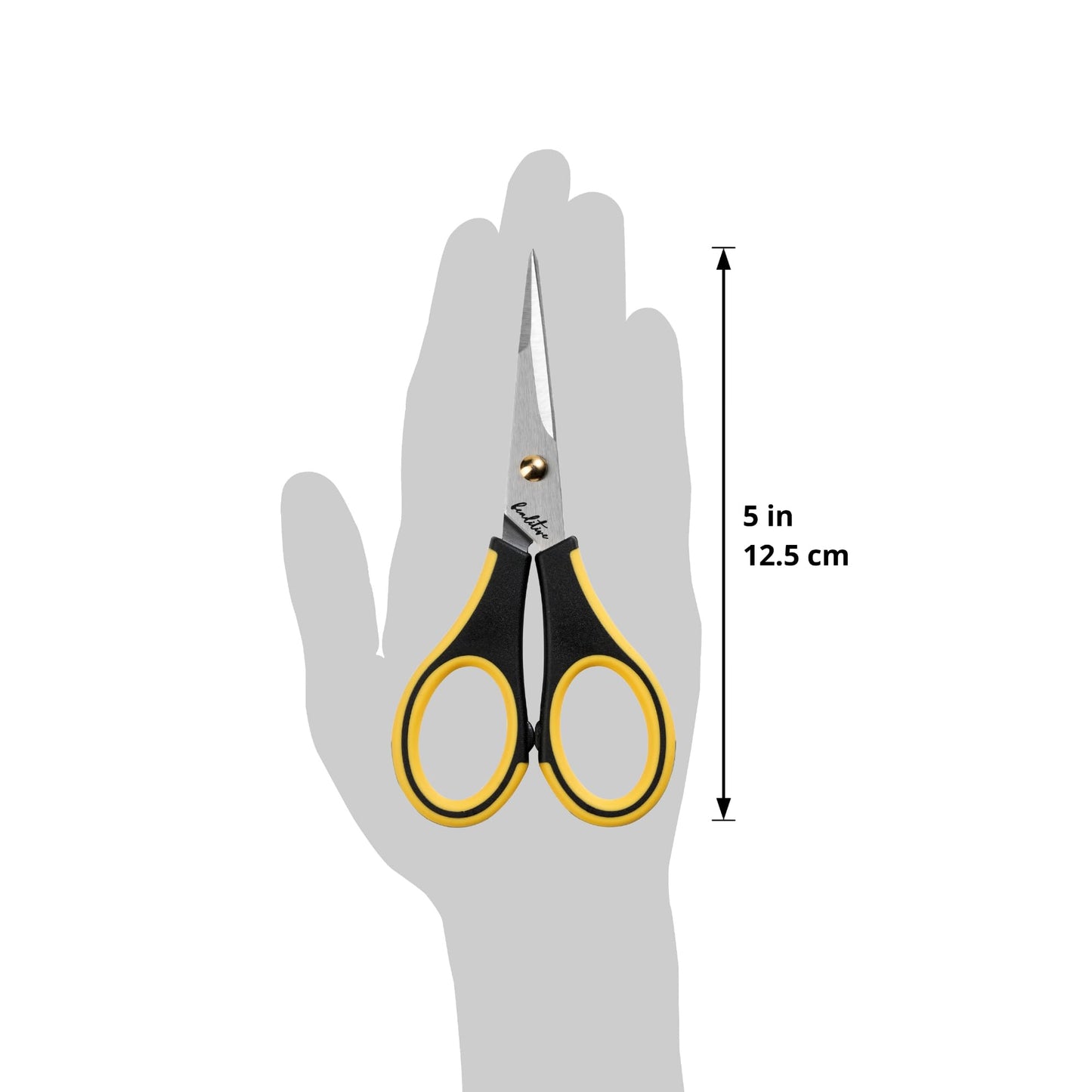 Beaditive Precision Craft Scissors - Stainless Steel Blades With Safety Cap - Ultra Sharp Tip & Non-Slip TPR Handles - For Adult & Kid Paper Crafting, Scrapbooking, Home, Office, and School Use