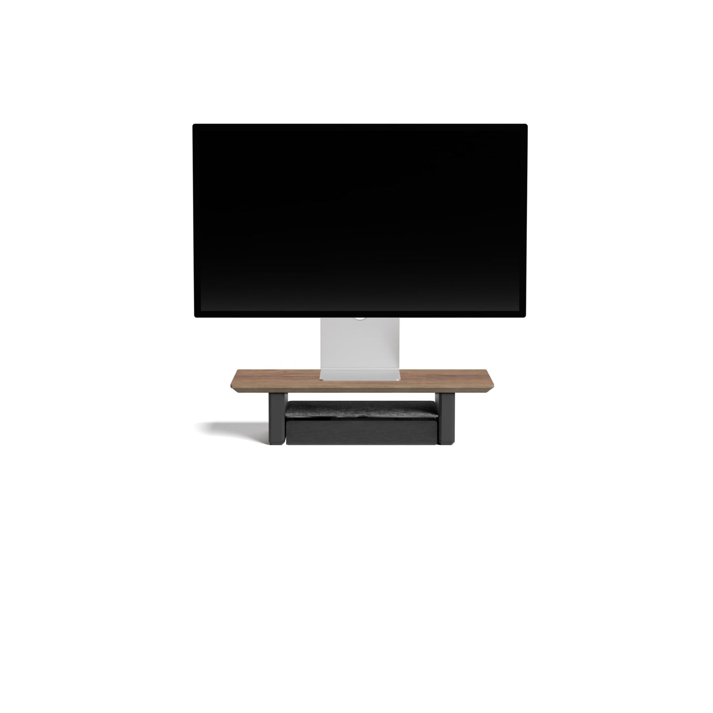 Raico Desk Shelf Mini Monitor Stand, Compact Walnut Wood Organiser, Small Desk Setup, Ergonomic Home Office Accessory (Walnut | 18.8 Inches)