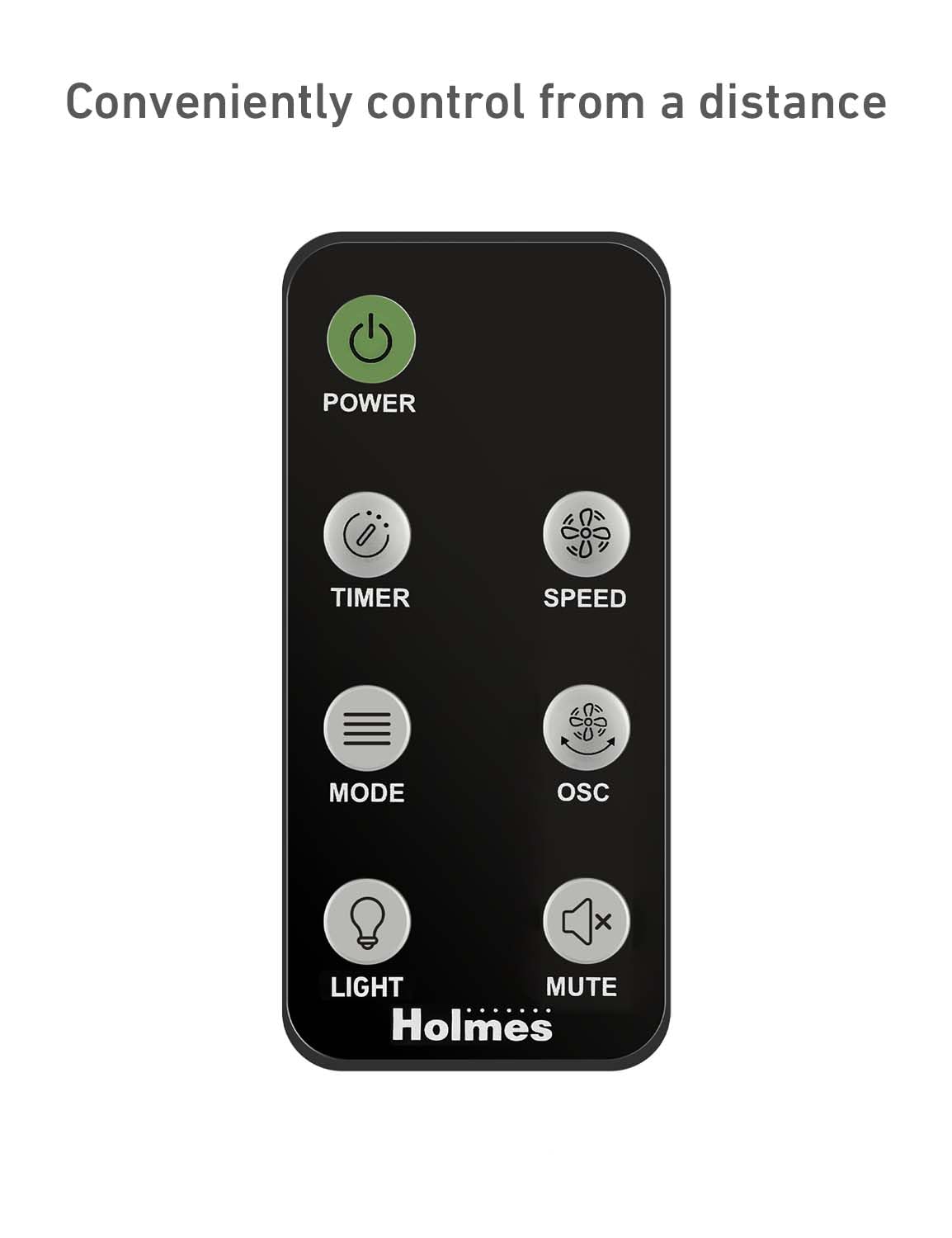 HOLMES 42" Digital Tower Fan with Accent Light, ClearRead Display, High/Low Brightness Level, 90° Oscillation, 5 Speeds, 4 Modes, 8-Hour Timer, Home, Bedroom or Office, Remote Control, Matte Black