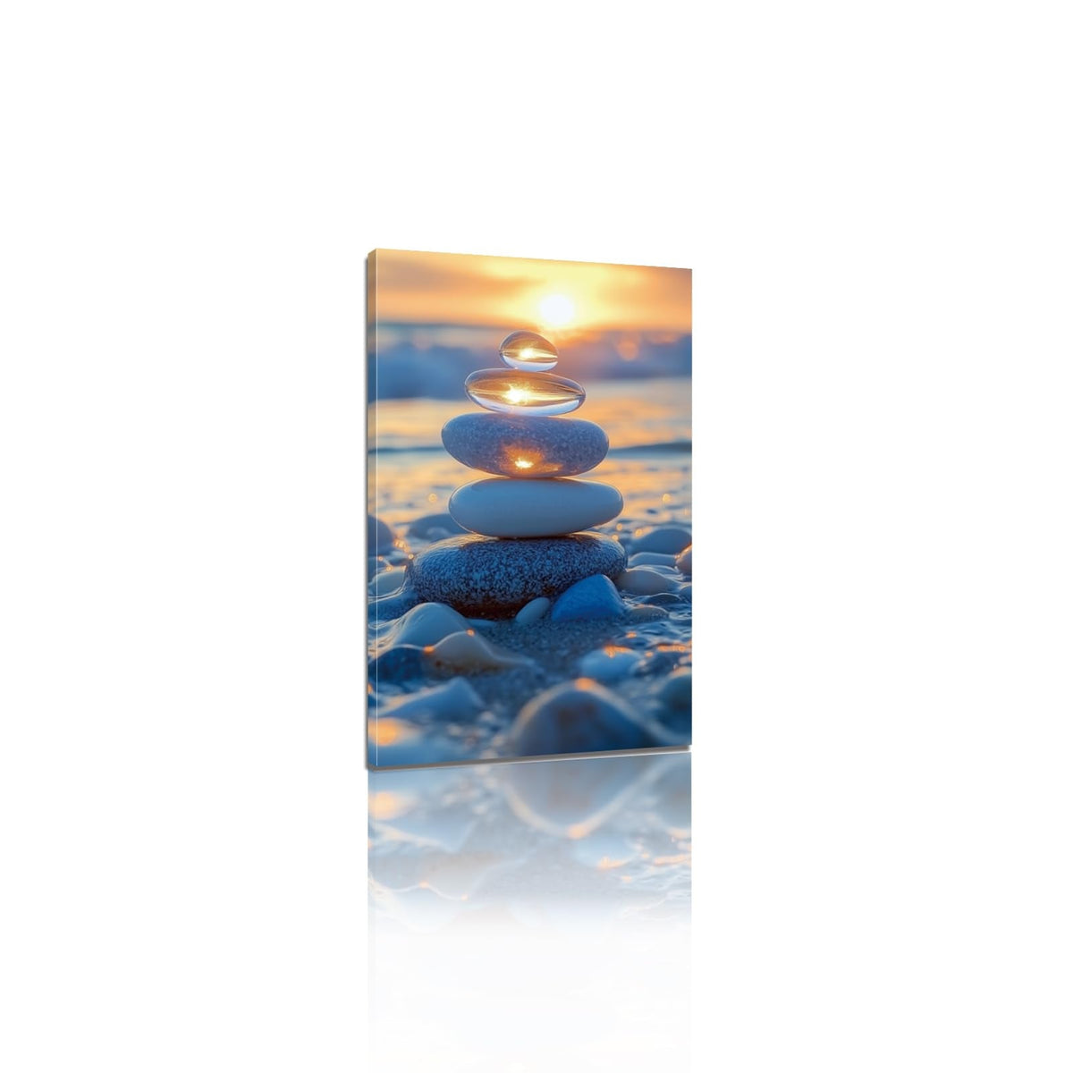 Loitspo Zen Beach Stones Canvas Wall Art, Coast Wall Art, Beach Canvas Printed, Zen and Relaxing Artwork, Beach Theme Pictures Paintings for Living Room (28"x42")