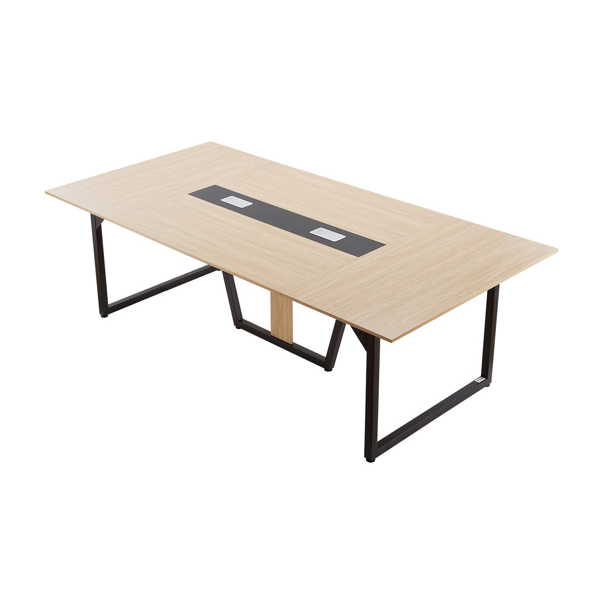 VEVOR Conference Table, 8 ft Office Meeting Table for 10 Person, Modern Rectangle Seminar Desk with Metal Legs, Large Meeting Desk Ideal for Office, Boardroom, Conference Room, Easy Assembly, Brown