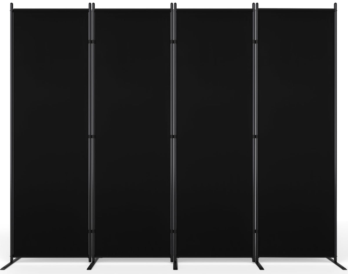 AKTOP 4 Panel Room Divider, 6FT Portable Wall Divider for Room Separation, 88"W Fabric Partition Room Dividers and Folding Privacy Screens, Freestanding Room Separators for Home Office Bedroom, Black