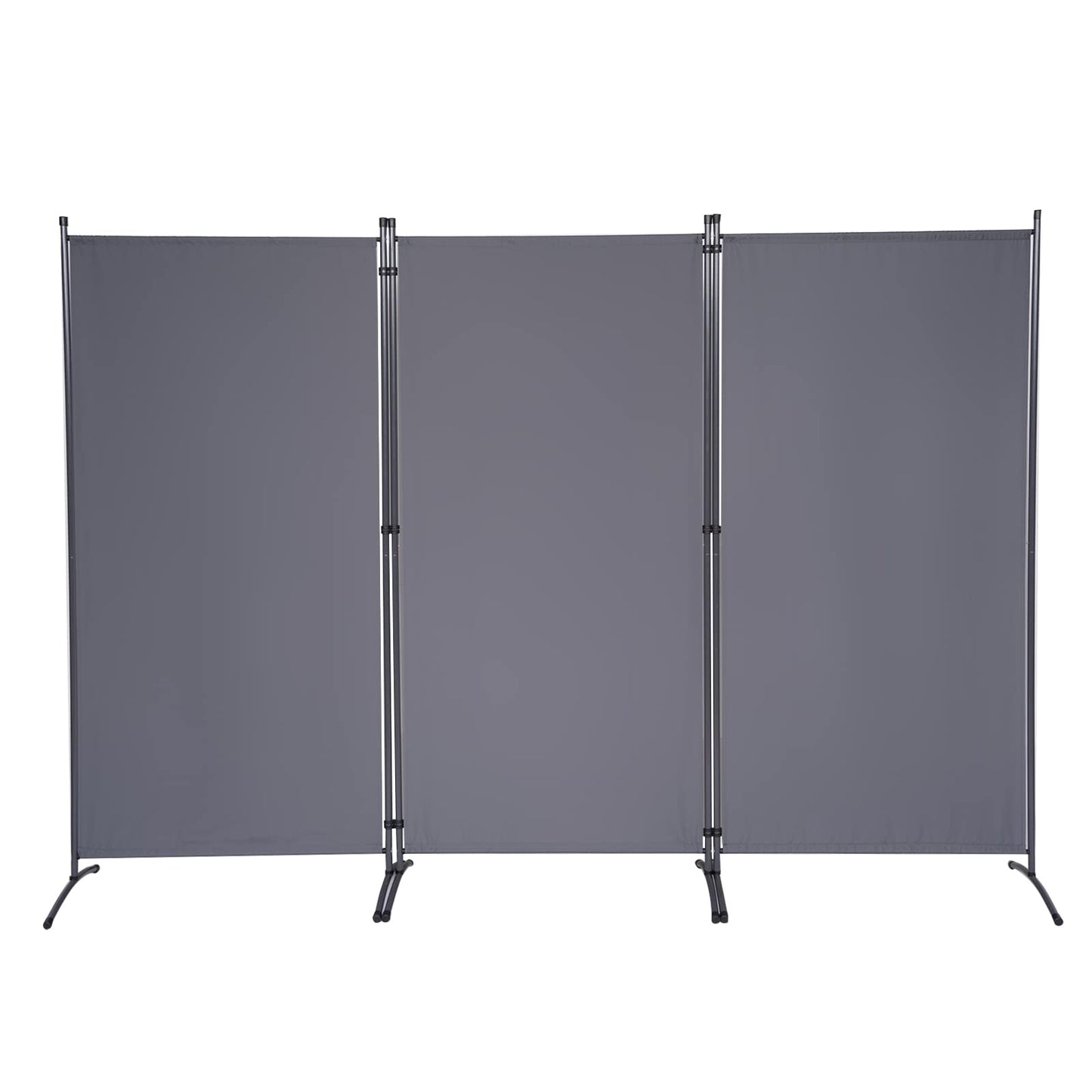 6 FT Tall Room Divider Screen Fabric Wall Divider with Metal Frame, 3 Panel Folding Privacy Screens, Portable Room Divider Panel, Freestanding Room Divider Partition for Office Bedroom Study, Grey