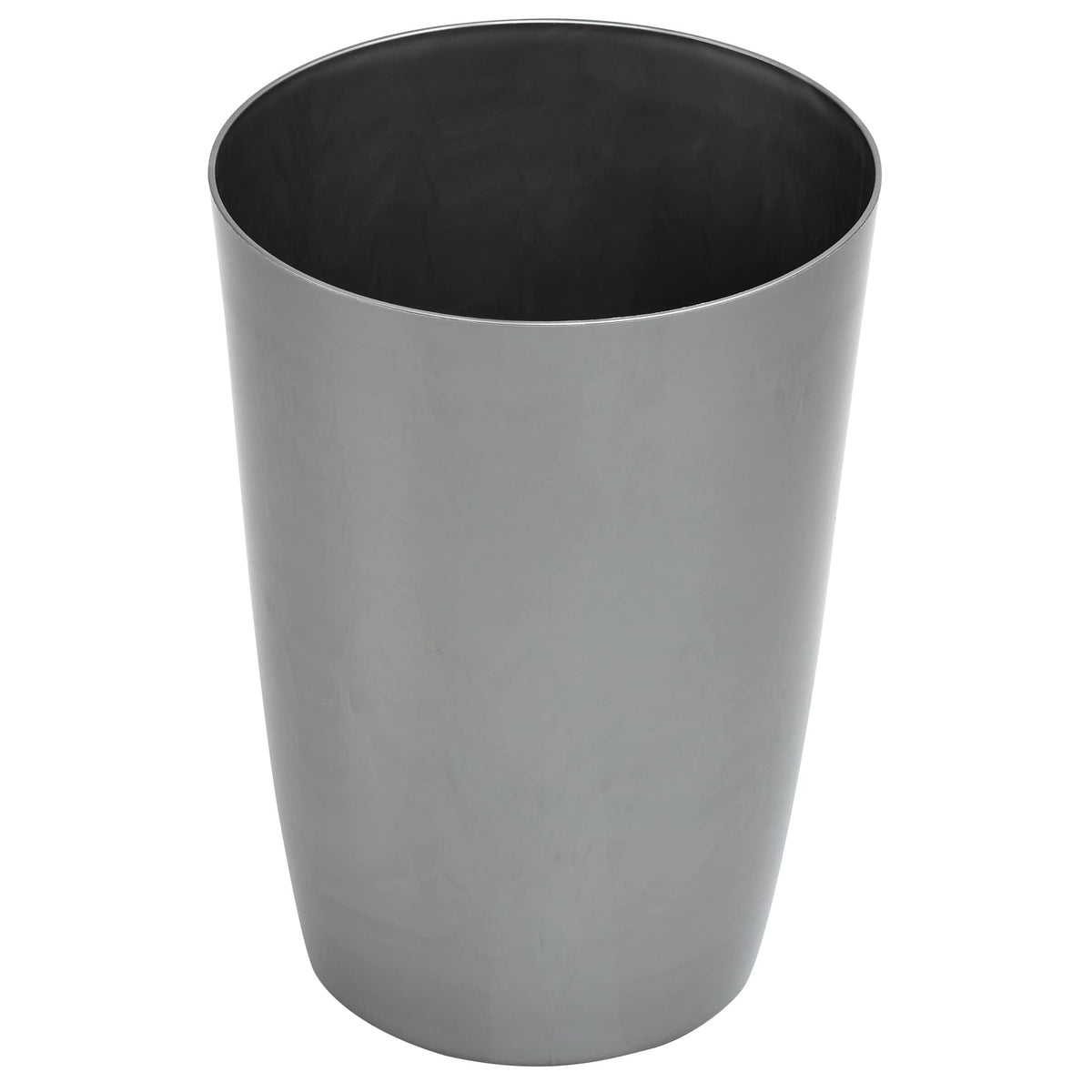 Mini Waste Basket - Durable Small Plastic Garbage Trash Can Bin - Lidless Open-Top, Slim Profile for Compact Spaces - Suitable for Home, Bathroom, Office, Bedroom, Kitchen and More, Silver Brushed