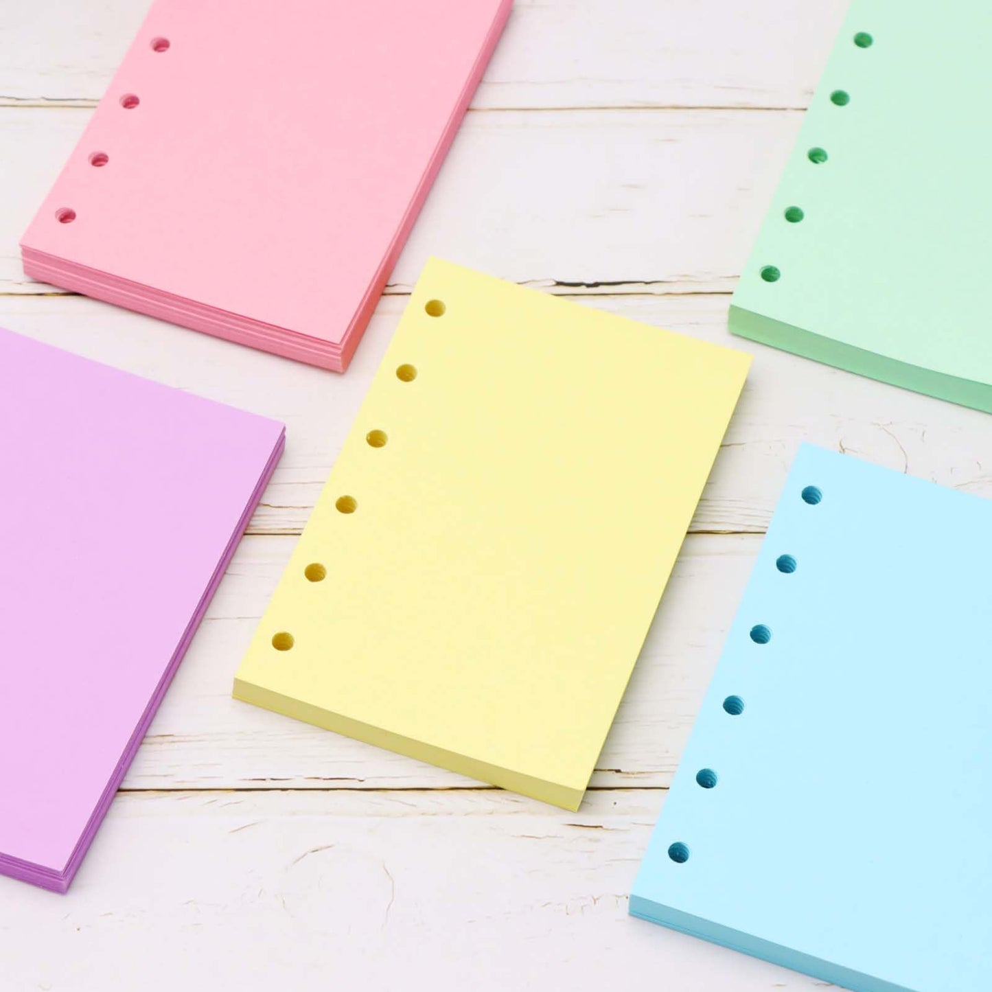 AxeWoodz A7 Colorful Refill Paper 250 Sheets Blank Loose Leaf Papers 5 Light Colors 6 Hole Notebook Refills 6 Ring Binder Filler Paper