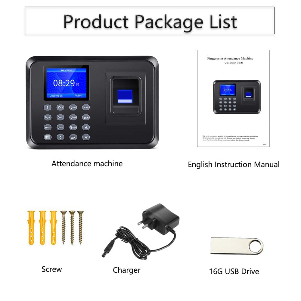 MIKONIYA Time Clock,Time Clocks for Employees Small Business,Attendance Machine with Fingerprint,Password Punching in One,Office Fingerprint Time Clock with 500 Faces (F01)