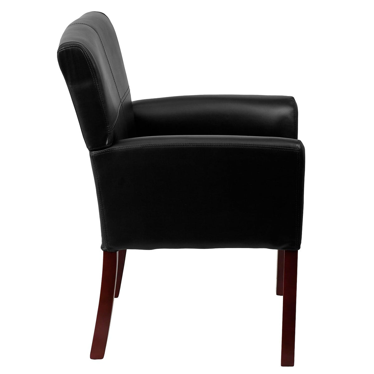 Flash Furniture Taylor LeatherSoft Upholstered Executive Side Reception Chair, Lobby Chair with Cushions and Padded Arms, Black