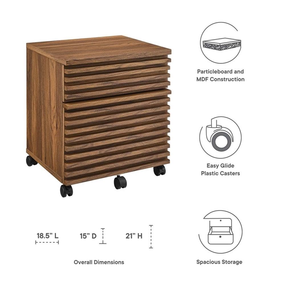 Modway EEI-5704-WAL Render Wood File Cabinet, Walnut