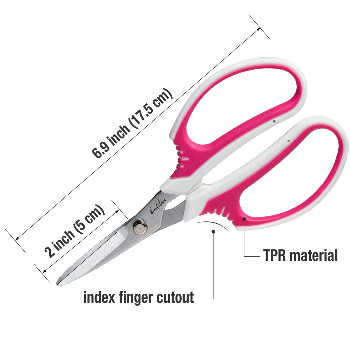 Beaditive Multipurpose Craft Scissors - High-Leverage Crafting Scissors with Sharp Carbon Steel Blades - Ergonomic Sewing Scissors for Heavy Duty Projects - Safe Office, Scrapbook, Leather Scissors