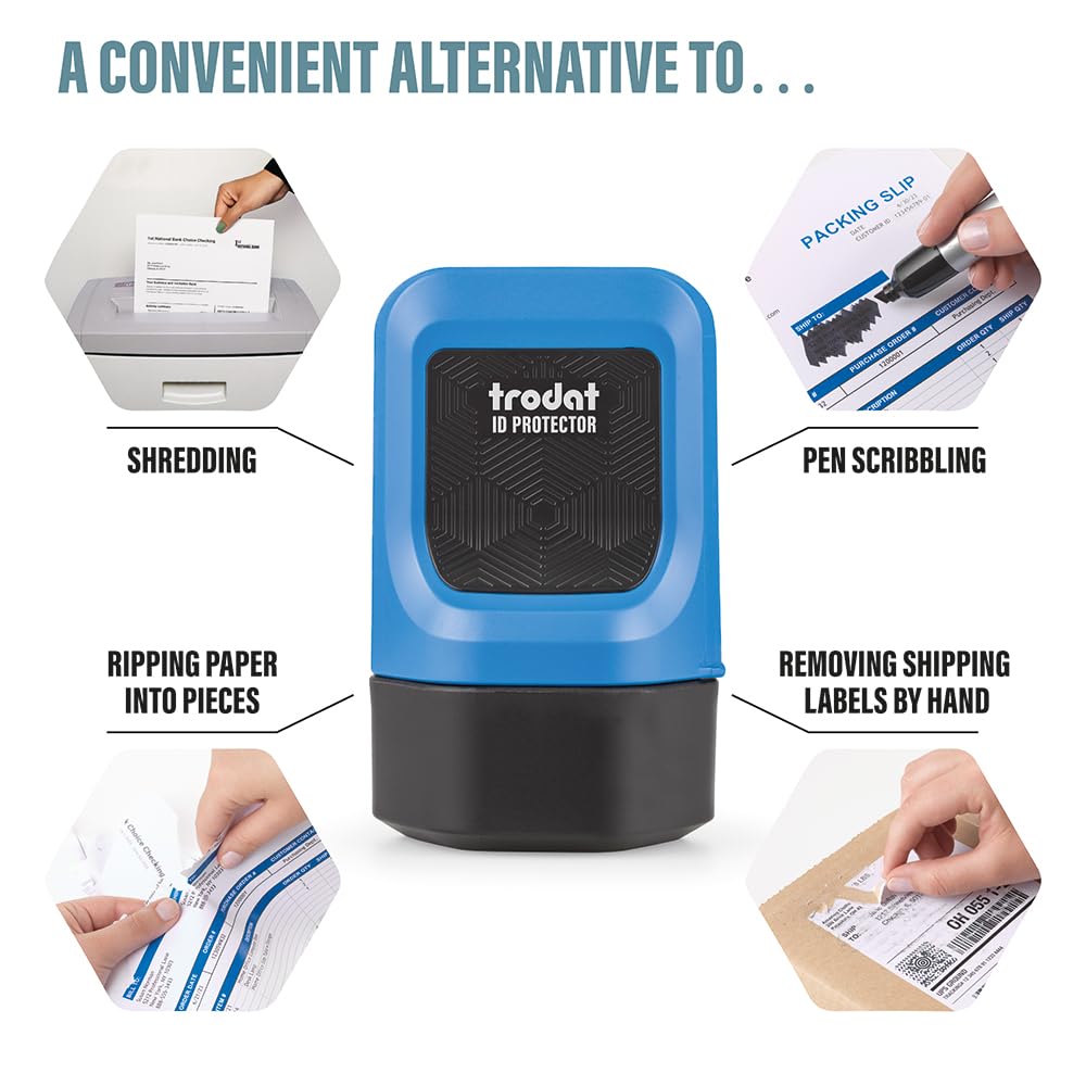 Trodat ID Protector Ink Roller – Identity Theft Protection Roller Stamp – incl. 3 BONUS Refill Inks