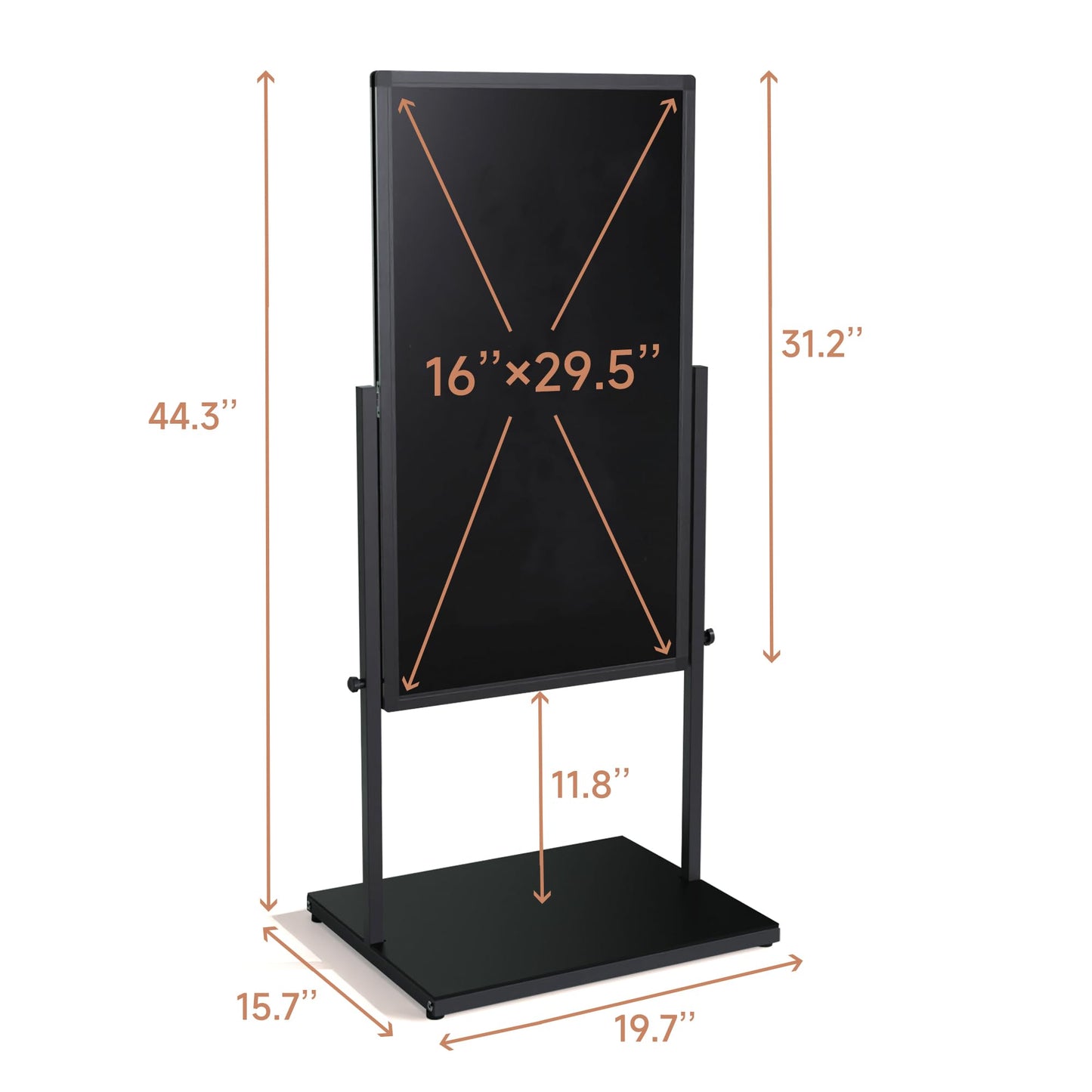 SELEAD 20”x45” Magnetic Aluminum Frame Chalkboard with Metal Floor Stand - 360° Reversible Double-Sided Chalk Board Heavy-Duty Indoor Outdoor Sign Board for Menu, Business, Cafe, Home Office