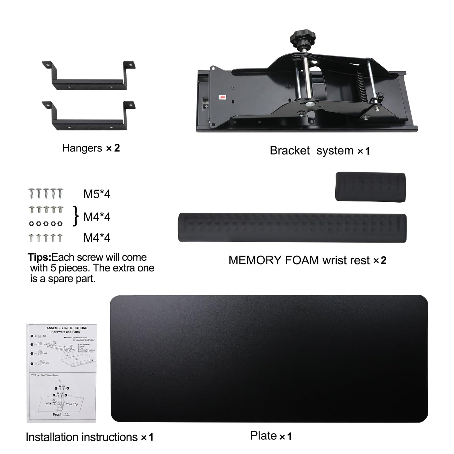 Cartmay Keyboard Tray Under Desk,25x9.84'' Large Slide Out Swivel Tilt Computer Keyboard Drawer for Home Gaming Office Desk, Dual Mount,Black