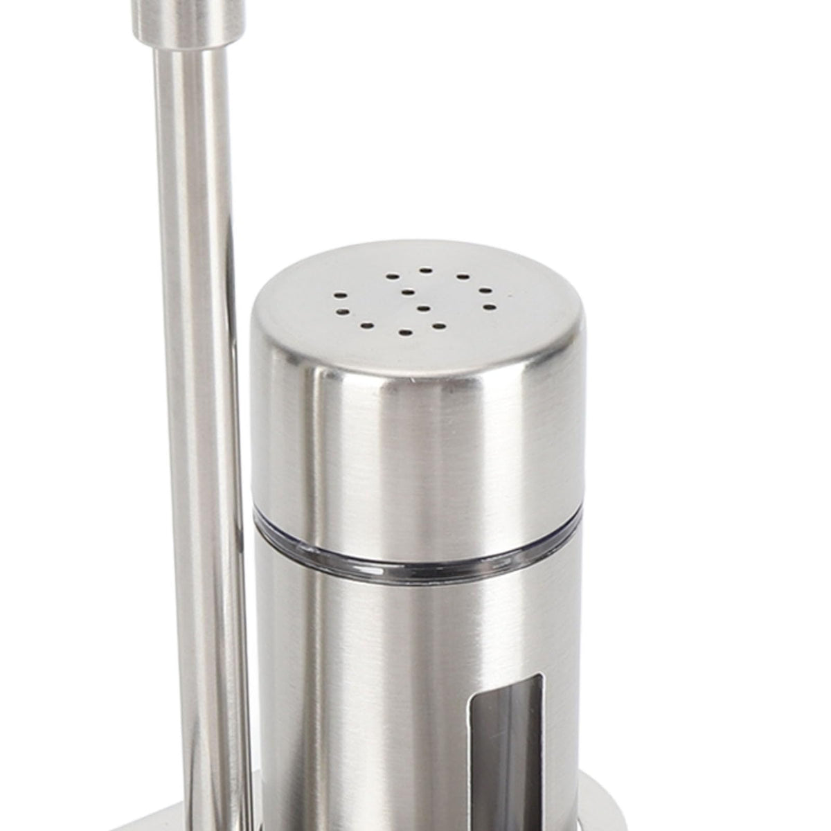 2 Pcs Salt and Pepper Shakers Set, Seasoning Grinder Bottle Set Stainless Steel Salt Pepper Containers Set with Shelf and Caps, Spice Rack for Kitchen (Large)