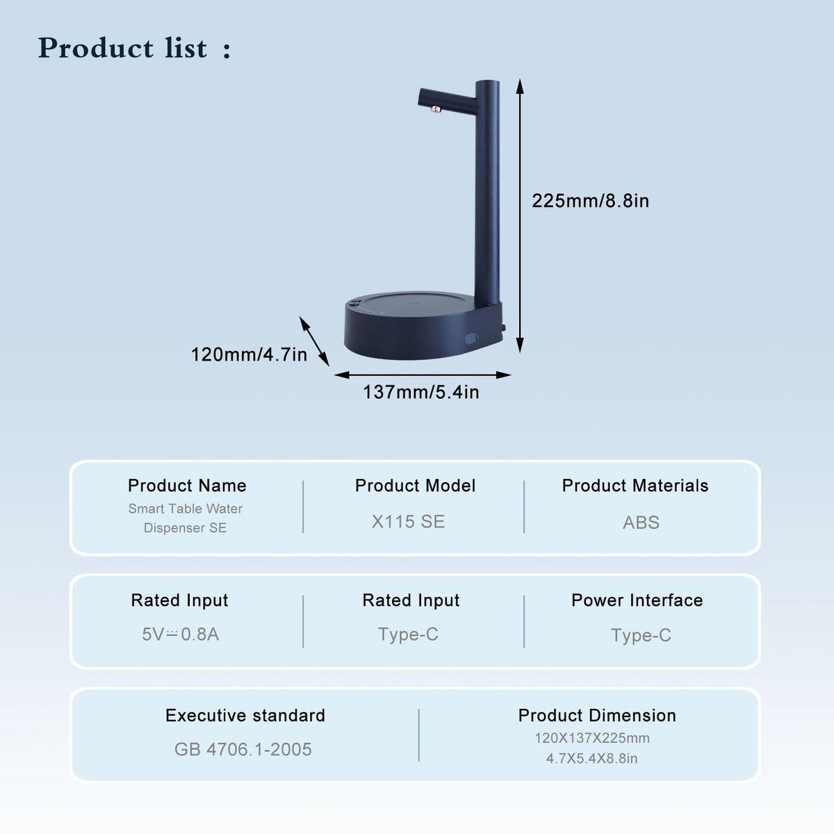 Portable Water Bottle Dispenser Pump Smart USB Charging Desktop Water Dispenser Water Dispenser with 7 Levels of Intelligent Quantitative Water for Home Office Outdoor (Blue)