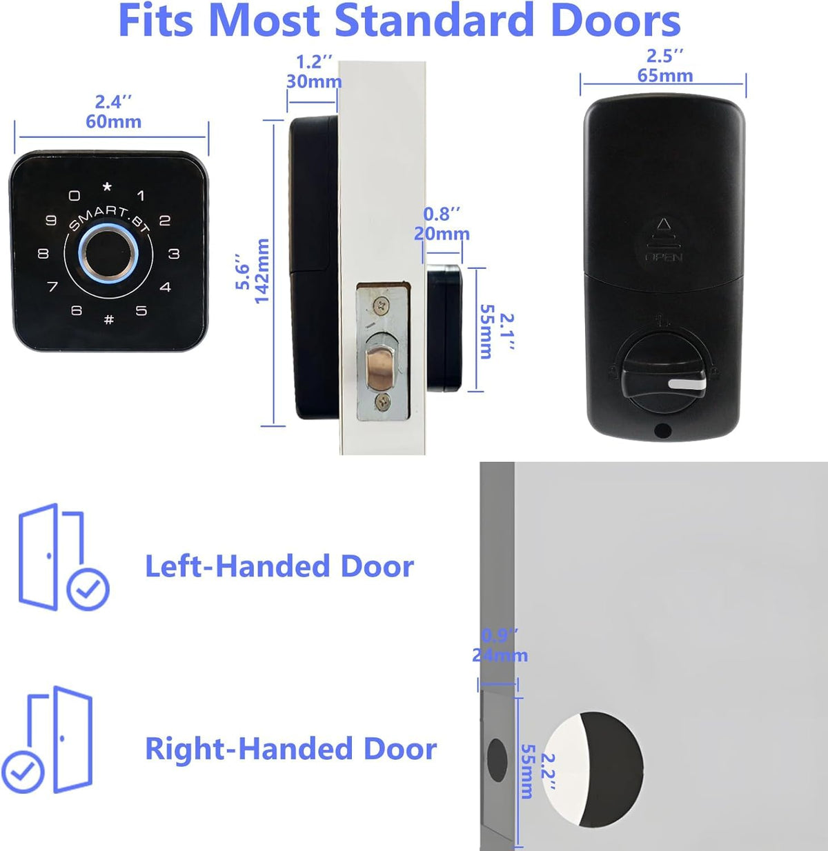 UMIK UMIKSMART 4 in 1 Fingerprint Smart Door Lock, Keyless Entry Door Lock with Fingerprint and Touchscreen Keypad, Tuya App Control, Auto Lock, Easy Install for Home, Apartment, Office