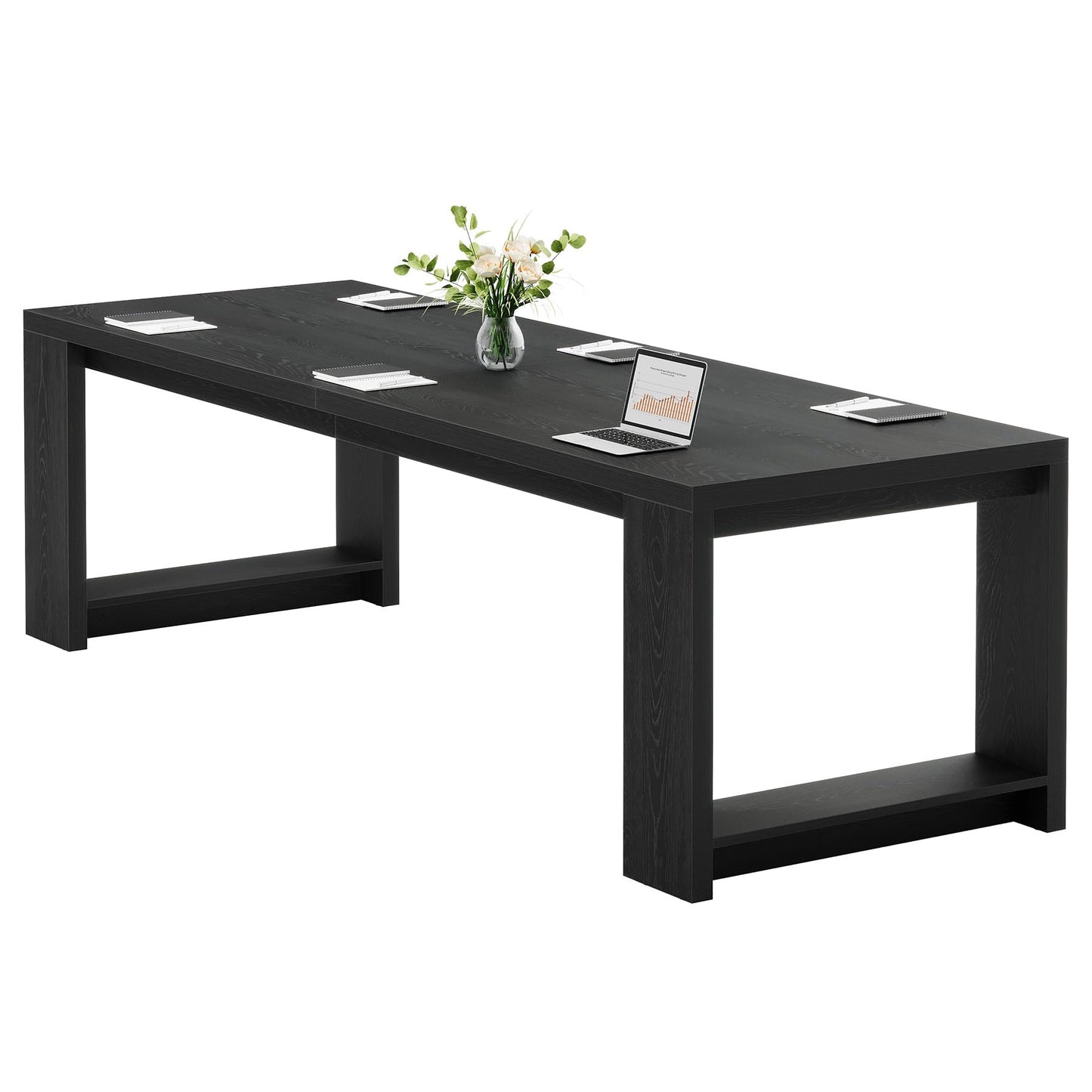 Tribesigns 7 ft Conference Table for 6 to 8 People, Modern Rectangle Meeting Room Desk for Boardroom, Home Office (Black)