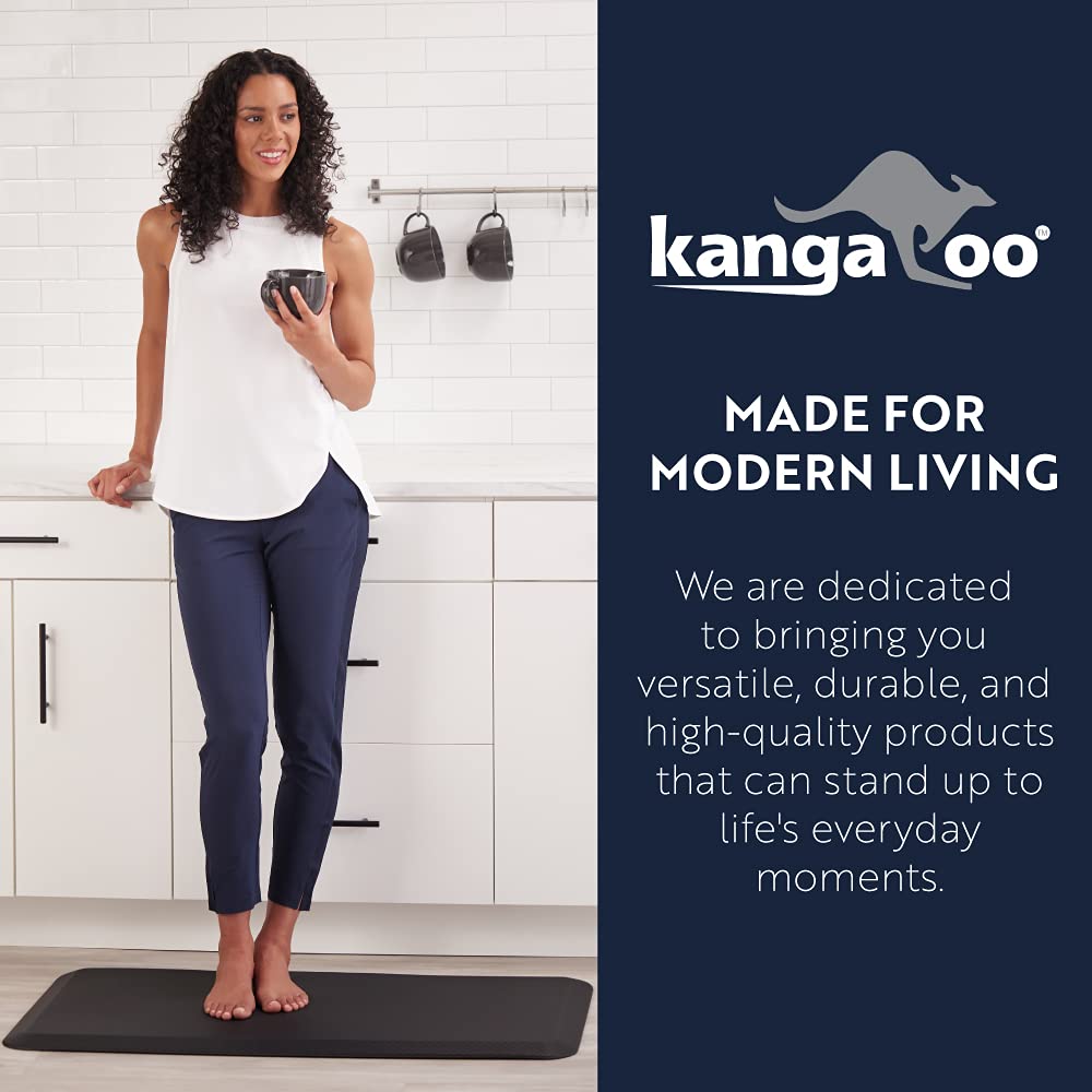 KANGAROO Anti Fatigue Mats for Kitchen Floor, Reduce Foot, Knee, Back Pressure, 3/4 Inch Thick Cushioned Ergonomic Mat, Waterproof Comfort Rug for Under Sinks, Standing Desk, Store Floors, 32x20 Black