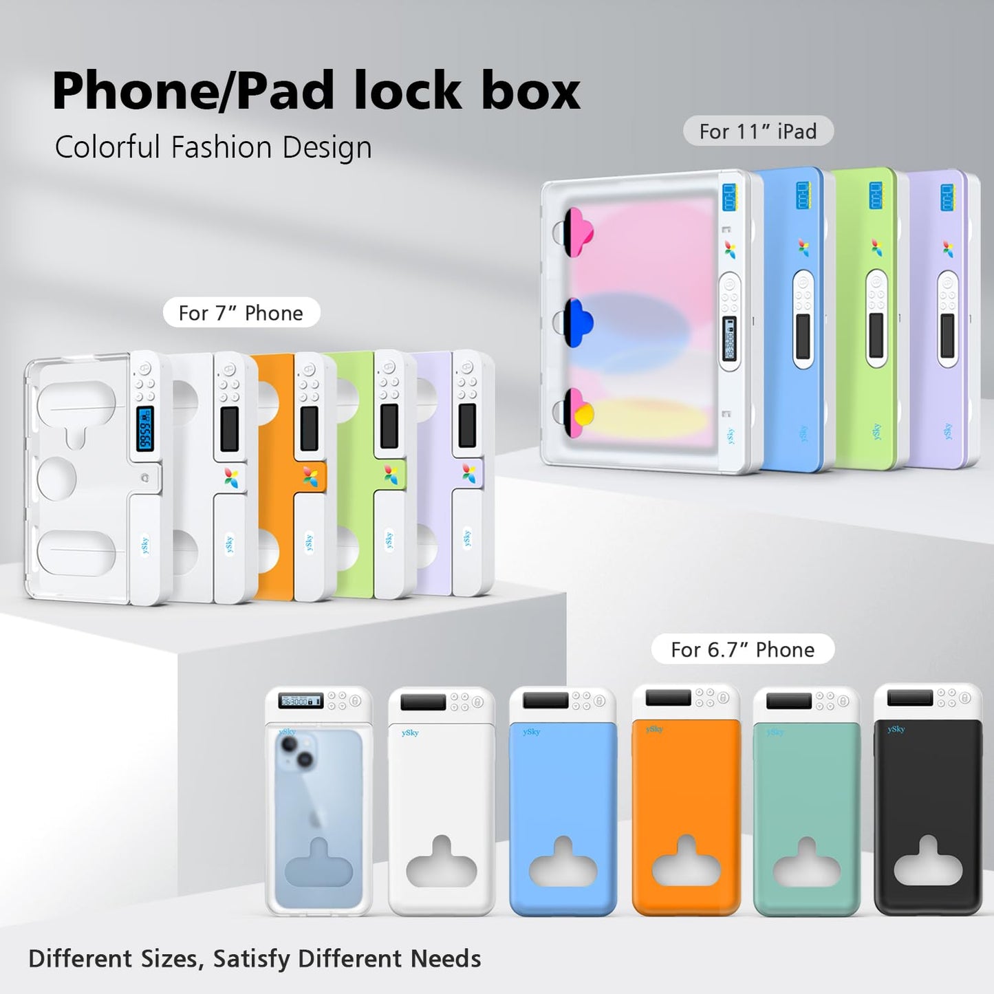 ySky Timed Lock Box, Portable Phone Locker with Self-Control Timer for iPhone, Android, Helping Kids, Students, Adults Focus Back, Mobile Phone Addiction Control (Green)