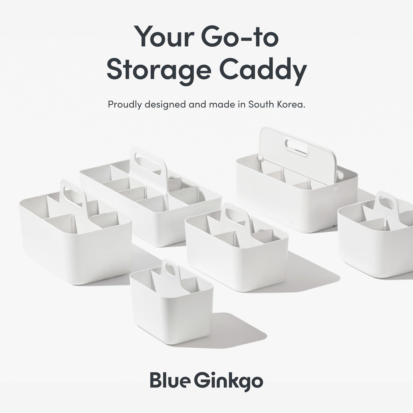 BLUE GINKGO Stackable Organizer Caddy – Korean-Made Portable Tote for Bathroom, Office, Crafts, or School Supplies (Long Rectangle, Yellow)