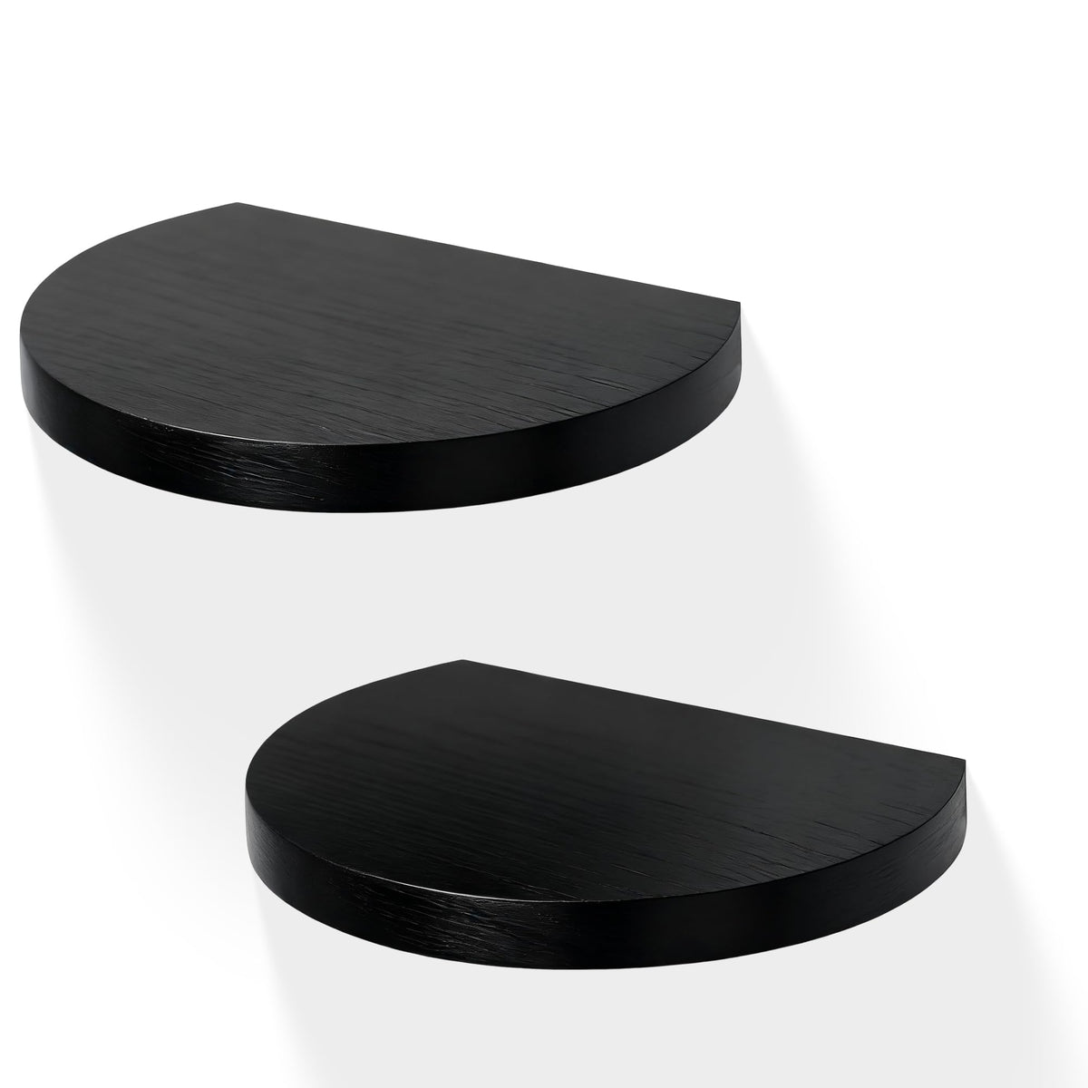 MITREL Small Wood Floating Shelves (2-Pack, 6-inch Diameter) - Round Sturdy Invisible Wall Mount Display for Small Plants,Toys,Bathroom,Living Room Storage & Modern Rustic Décor (Black)