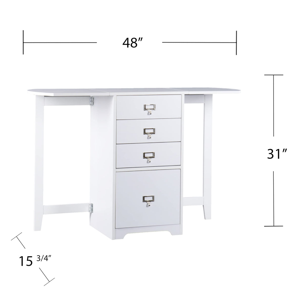 SEI Furniture Drop-Leaf Desk w/Storage, White