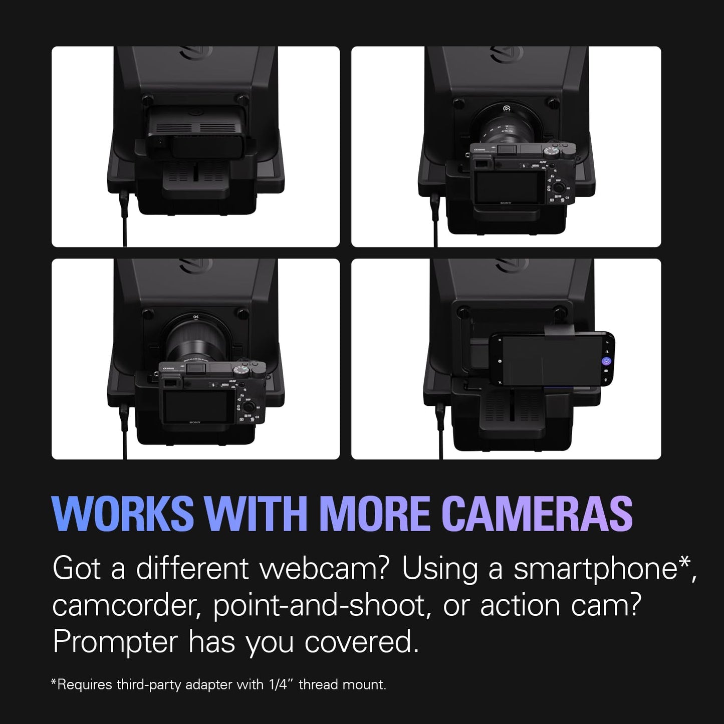Elgato Prompter – Teleprompter with Built-in Screen for YouTube, Twitch, Zoom and More, 1080 Pixels, Supports DSLR/Webcam/Smartphone, Drag & Drop Monitor Display, Works with Mac/PC & Stream Deck