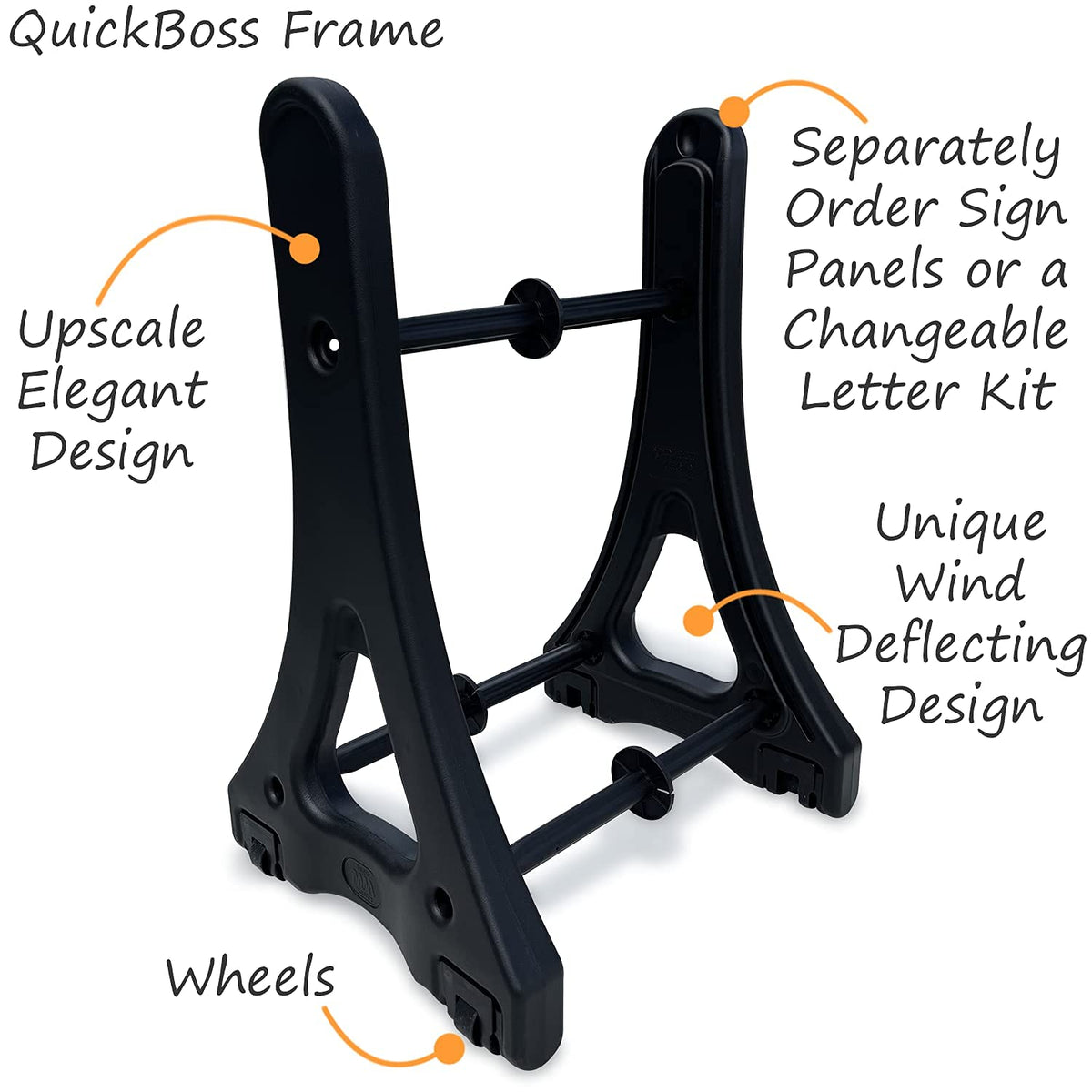SmartSign 24"x36" Changeable Message Board Sidewalk Sign, Standard Portable A-Frame Sign & Letter Kit for Outdoor, Business, Large Black Standing Frame with Wheels, USA-Made