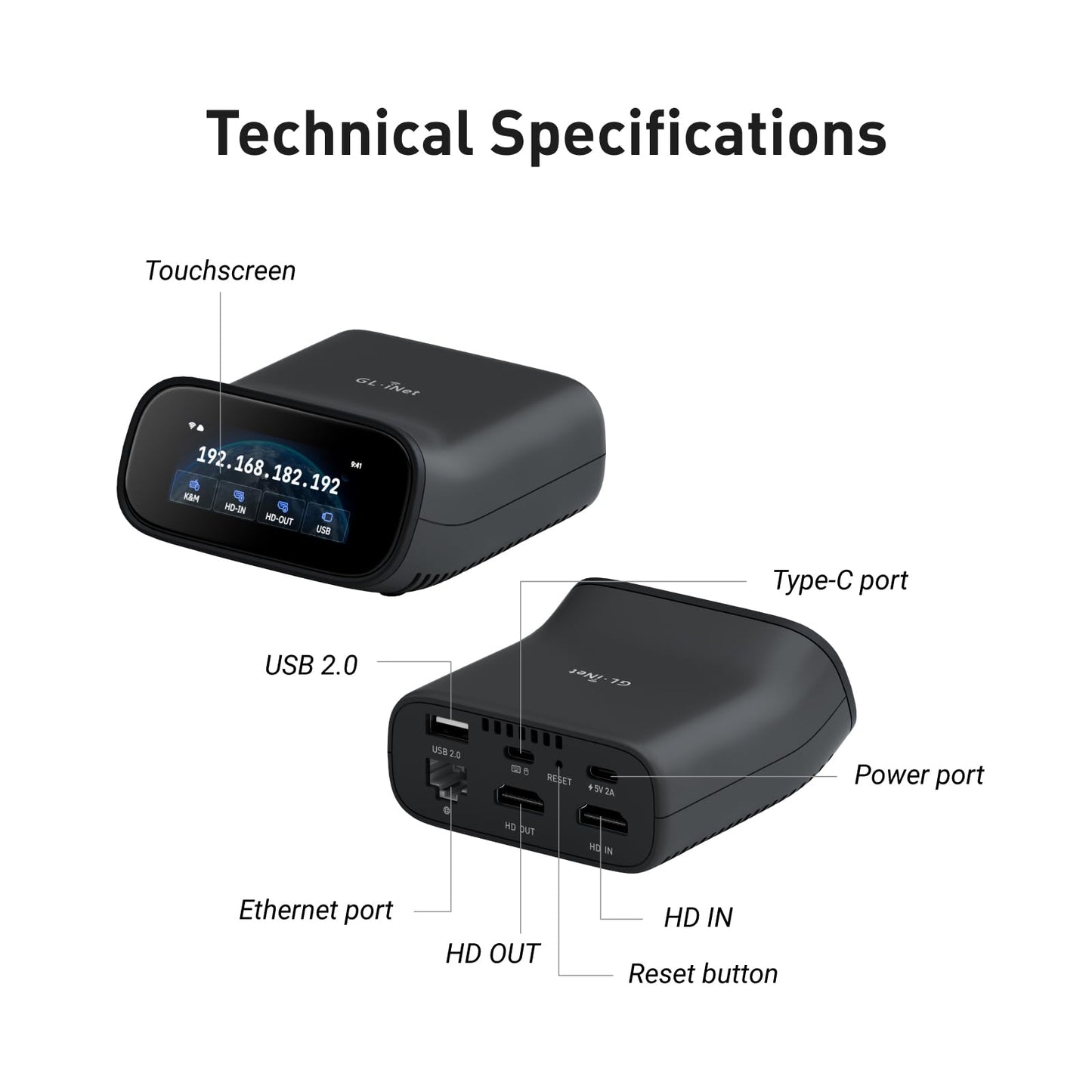 GL.iNet Comet Pro (GL-RM10) Remote KVM Over Wi-Fi, Dual Band Wi-Fi 6, 4K@30FPS Passthrough, Touchscreen, 32GB eMMC,Tailscale Support Remote Access and ATX/fingerbot for Disaster Recovery, Home Office