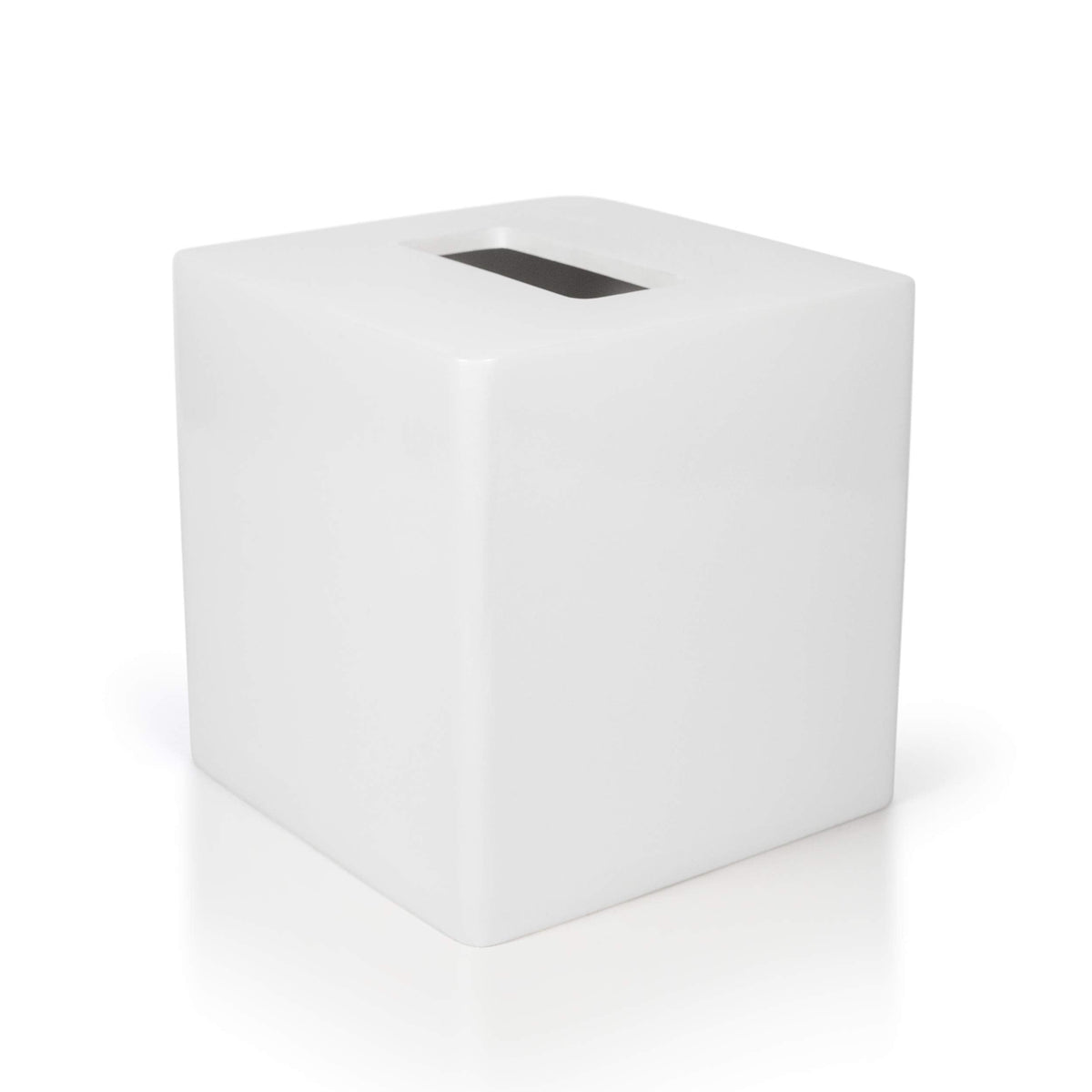 White Tissue Box Cover Square –Heavy Hand-Poured Resin Tissue Box Cover Holder –Home Decor Cube Square Tissue Box Holder with High Gloss Lacquer Finish – Stays Shiny & Won’t Move When Pulling Tissues