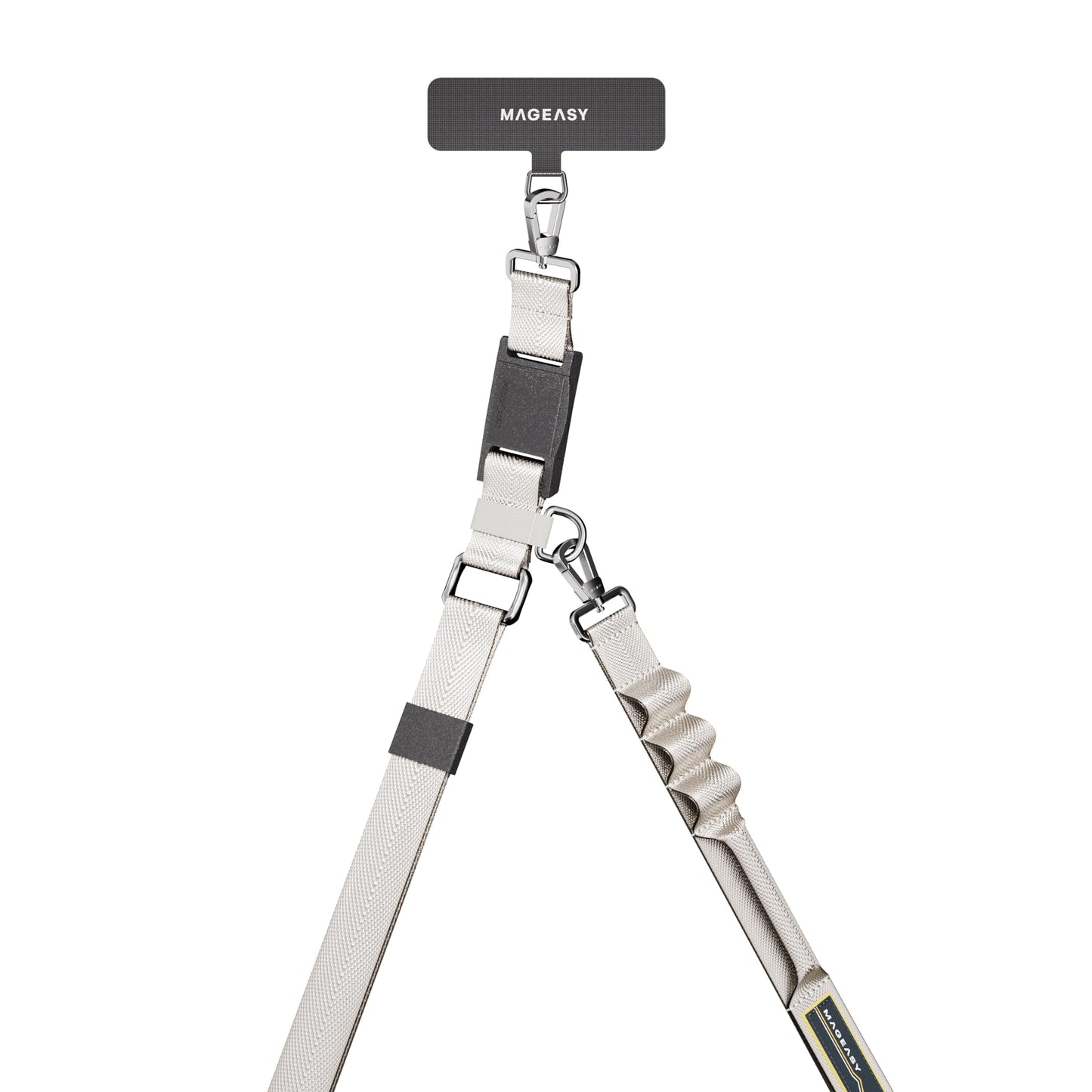 MAGEASY Utility Phone Lanyard Crossbody Strap with Quick-Lock Buckle + 360° Rotatable Hook + Attachment Loops for Keys, Hands-Free iPhone Holder for Travel Hiking Concerts (Starlight)