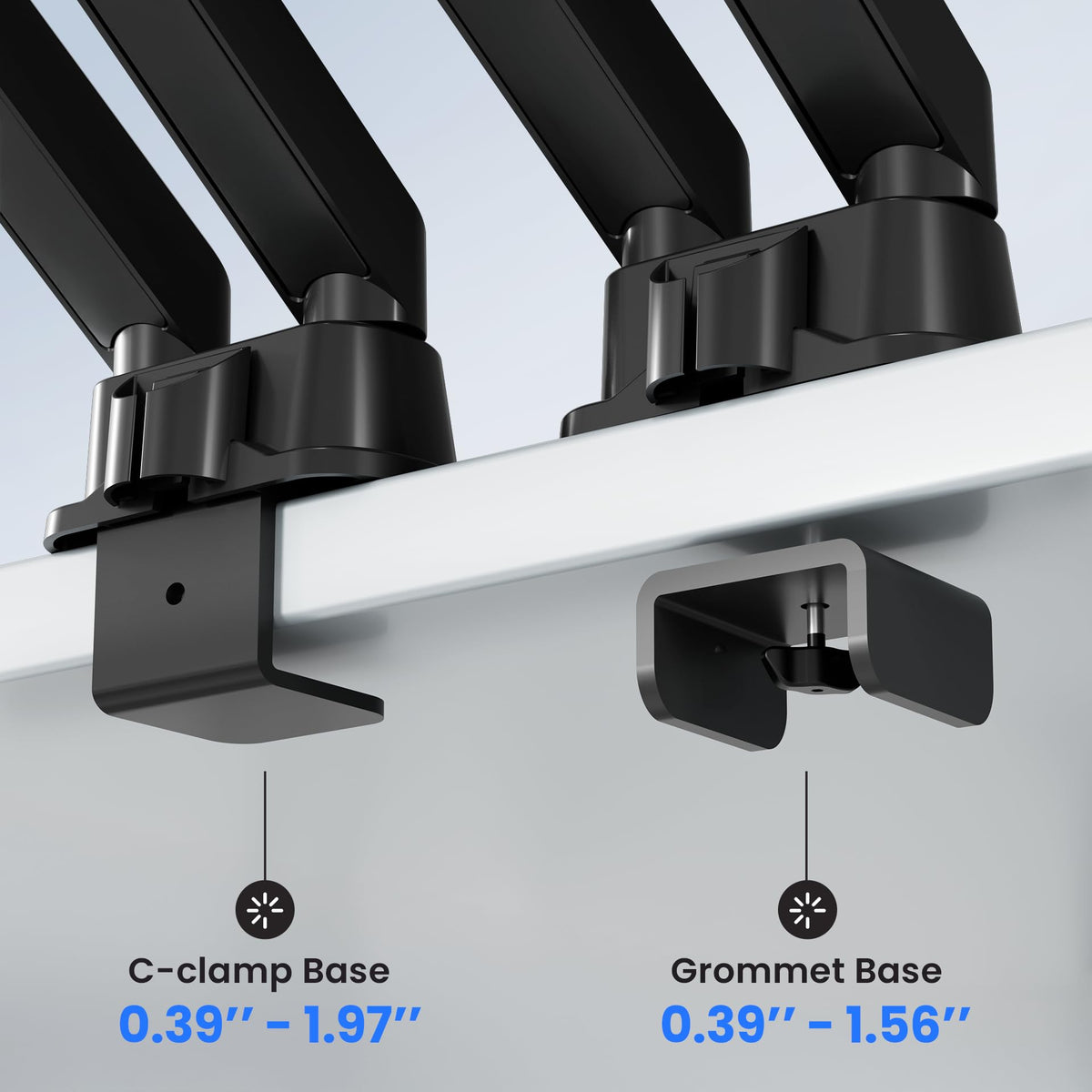 EVEO Premium Dual Monitor Mount 14"-32” Dual Monitor Arm VESA Bracket Adjustable Height Gas Spring Dual Monitor Stand, Screen Full Motion Dual Monitor Arm-Computer Monitor Stand for 2 Screens - Black