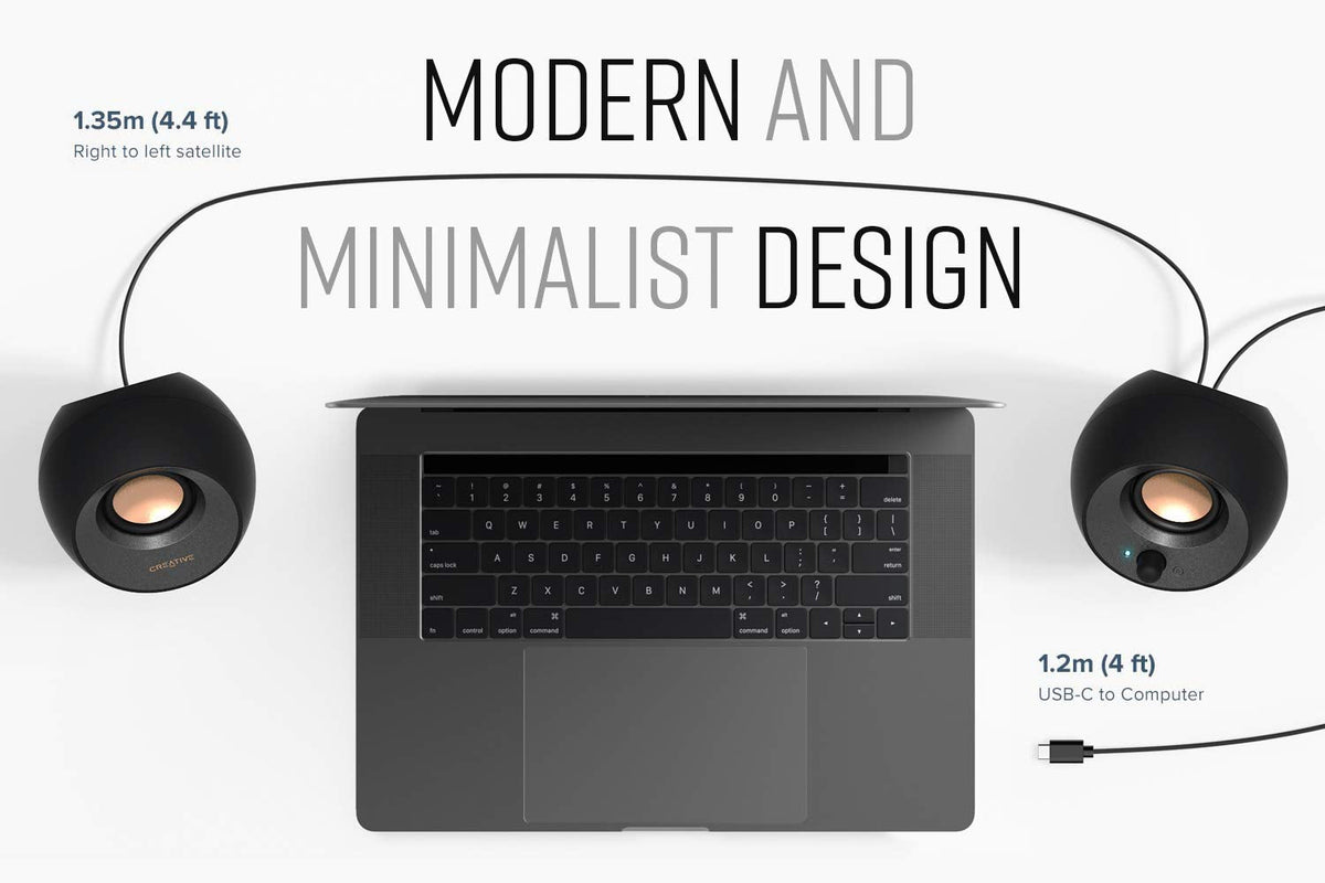 Creative Pebble V3 Minimalistic 2.0 USB-C Desktop Speakers with USB Audio, Clear Dialog Enhancement, Bluetooth 5.0, 8W RMS with 16W Peak Power (Black)