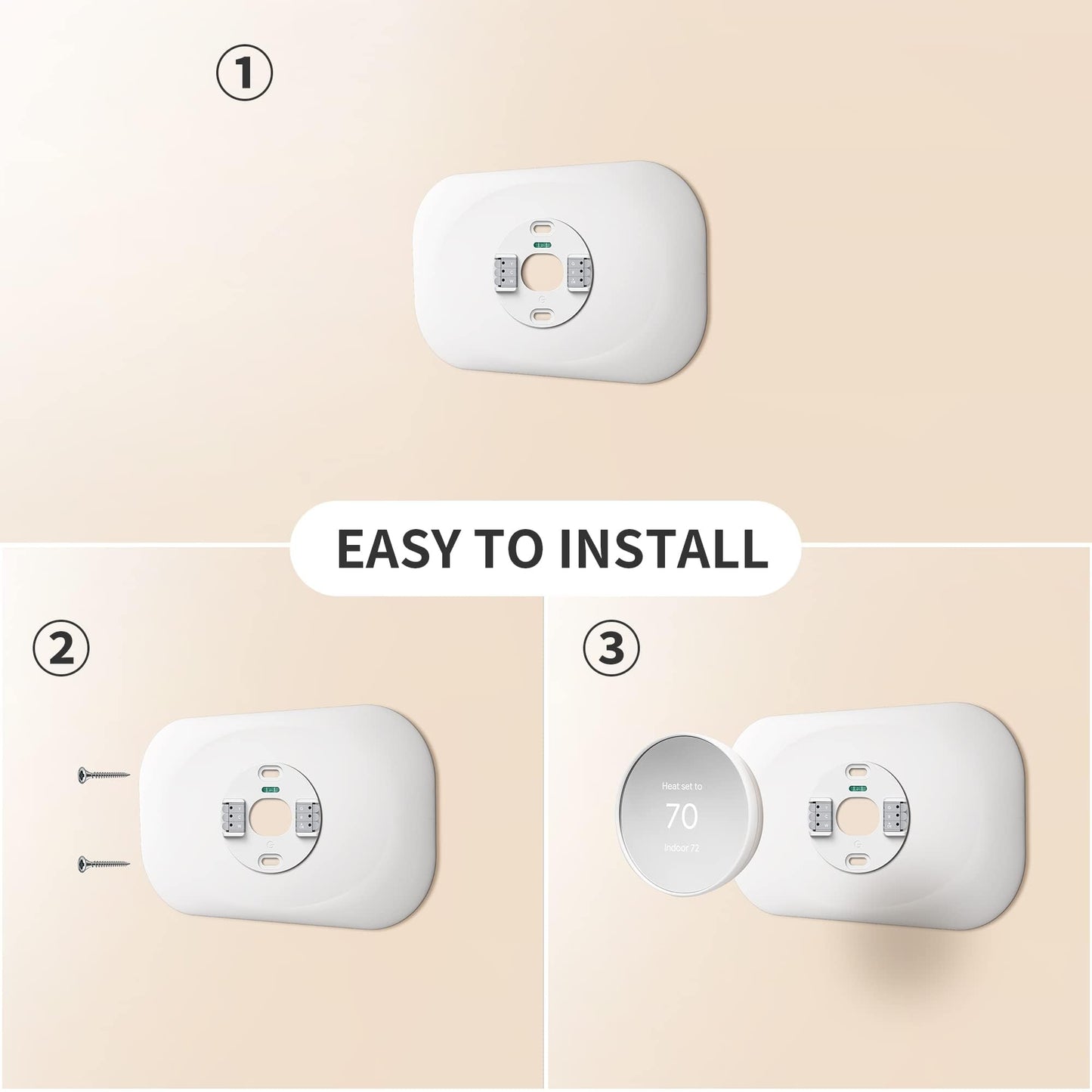 Compatible with Google Thermostat 2020 Wall Plate Cover - Petrichor Nest Thermostat Trim Kit, Made for Google Nest Thermostat 2020, Cover Imperfections Easy to Install - White(2 Pack)